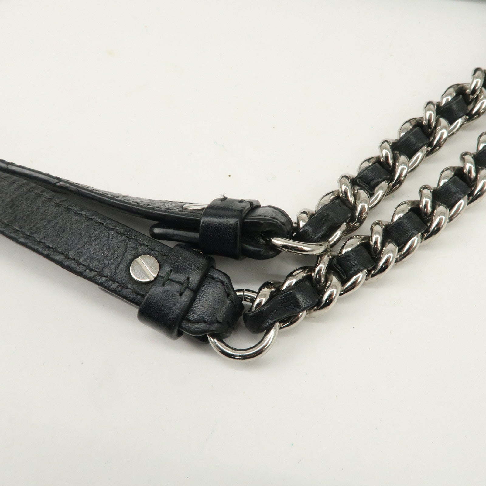 CHANEL Camelia Denim Chain Shoulder Bag Black A66903 Used