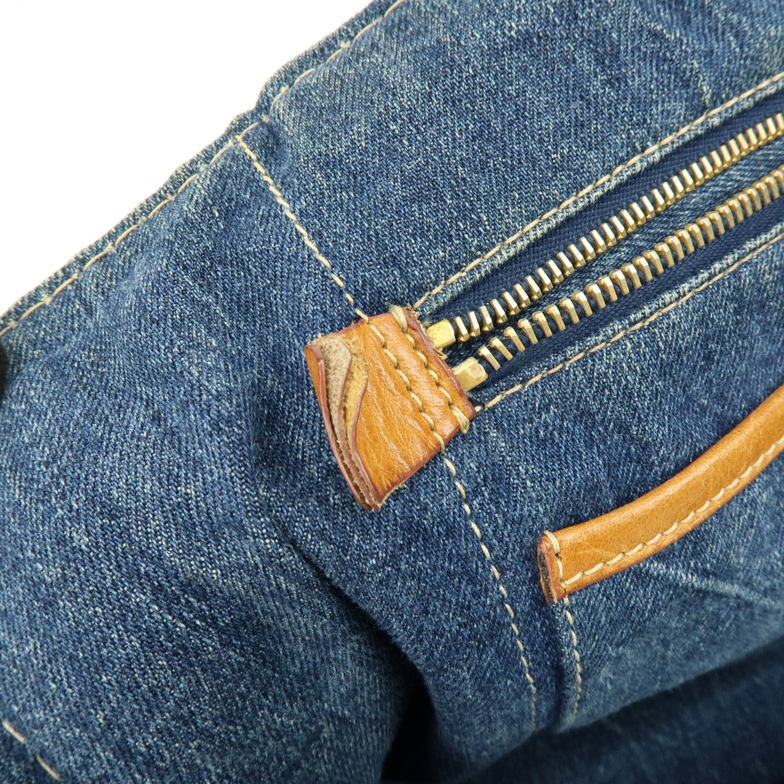 PRADA Logo Canapa Canvas Denim Large Tote Hand Bag Blue BN1872