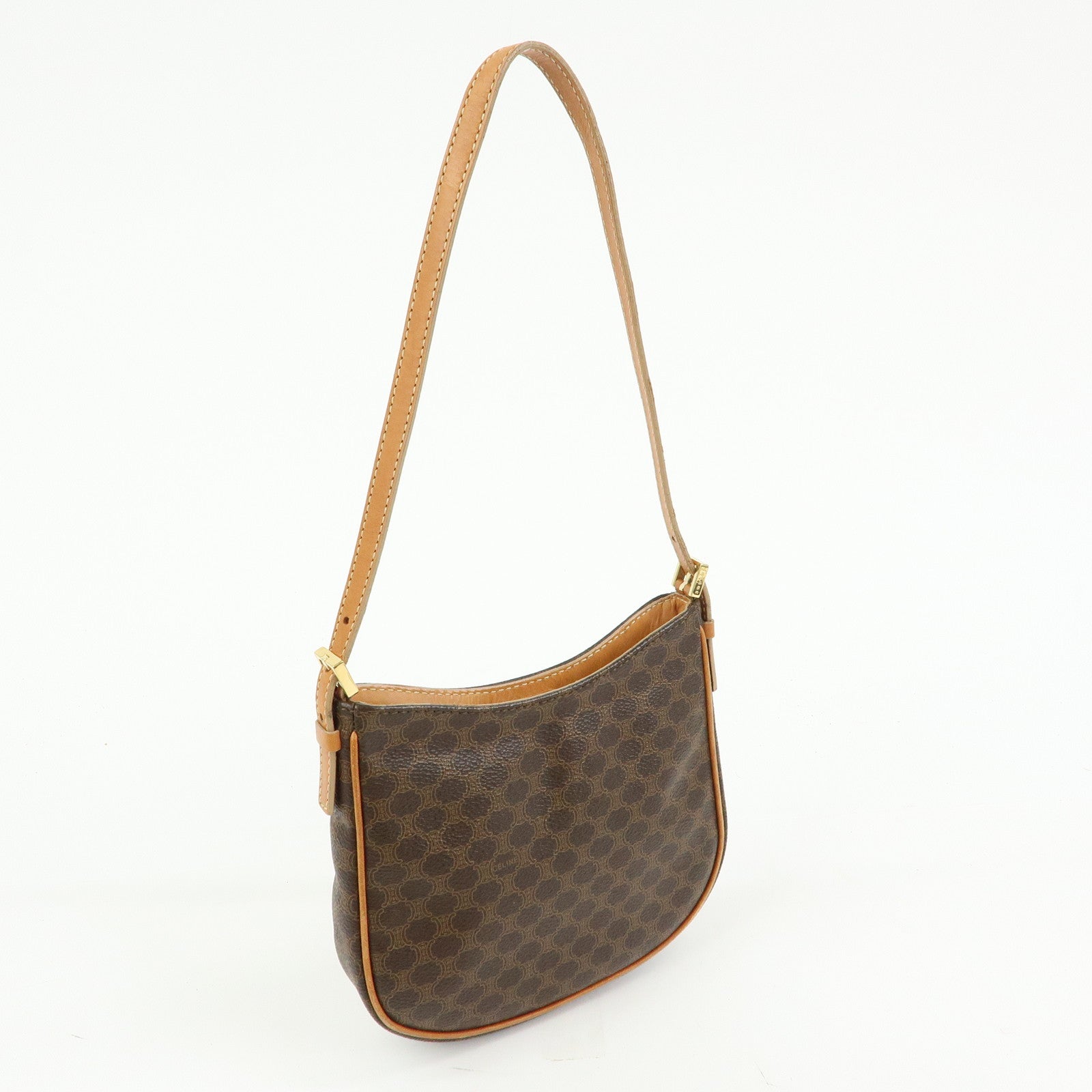 CELINE Macadam PVC Leather Shoulder Bag Hand Bag Brown
