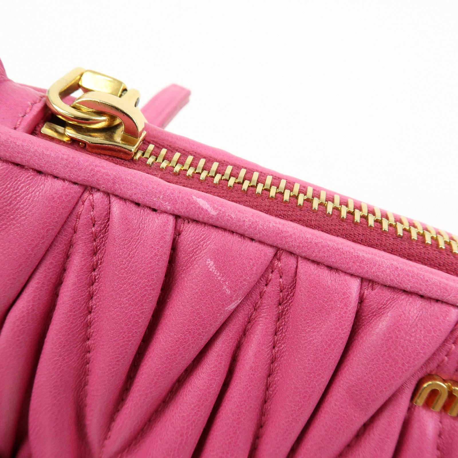 MIU MIU Matelasse Nappa Leather Clutch Bag Pouch Pink 5N1811