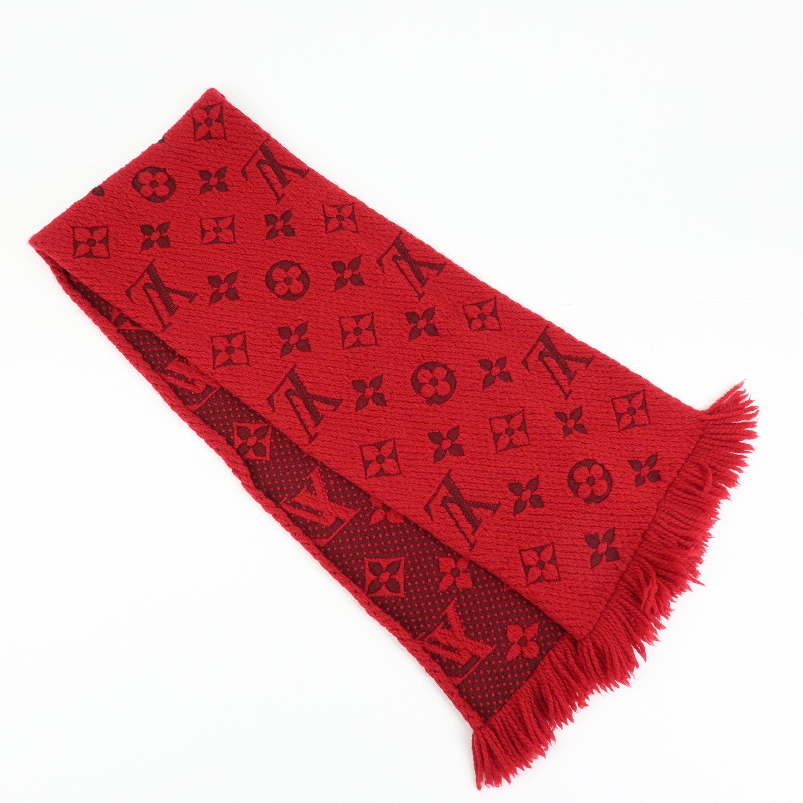 Louis Vuitton Echarpe Logomania Monogram Wool Silk Scarf Red