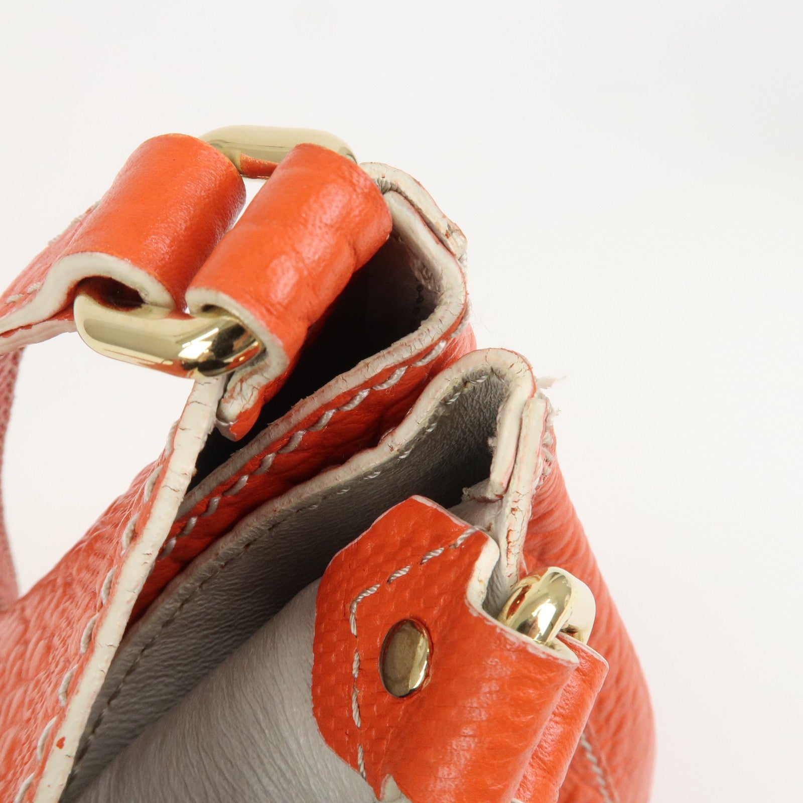 BURBERRY Logo Leather Shoulder Bag Hand Bag Orange