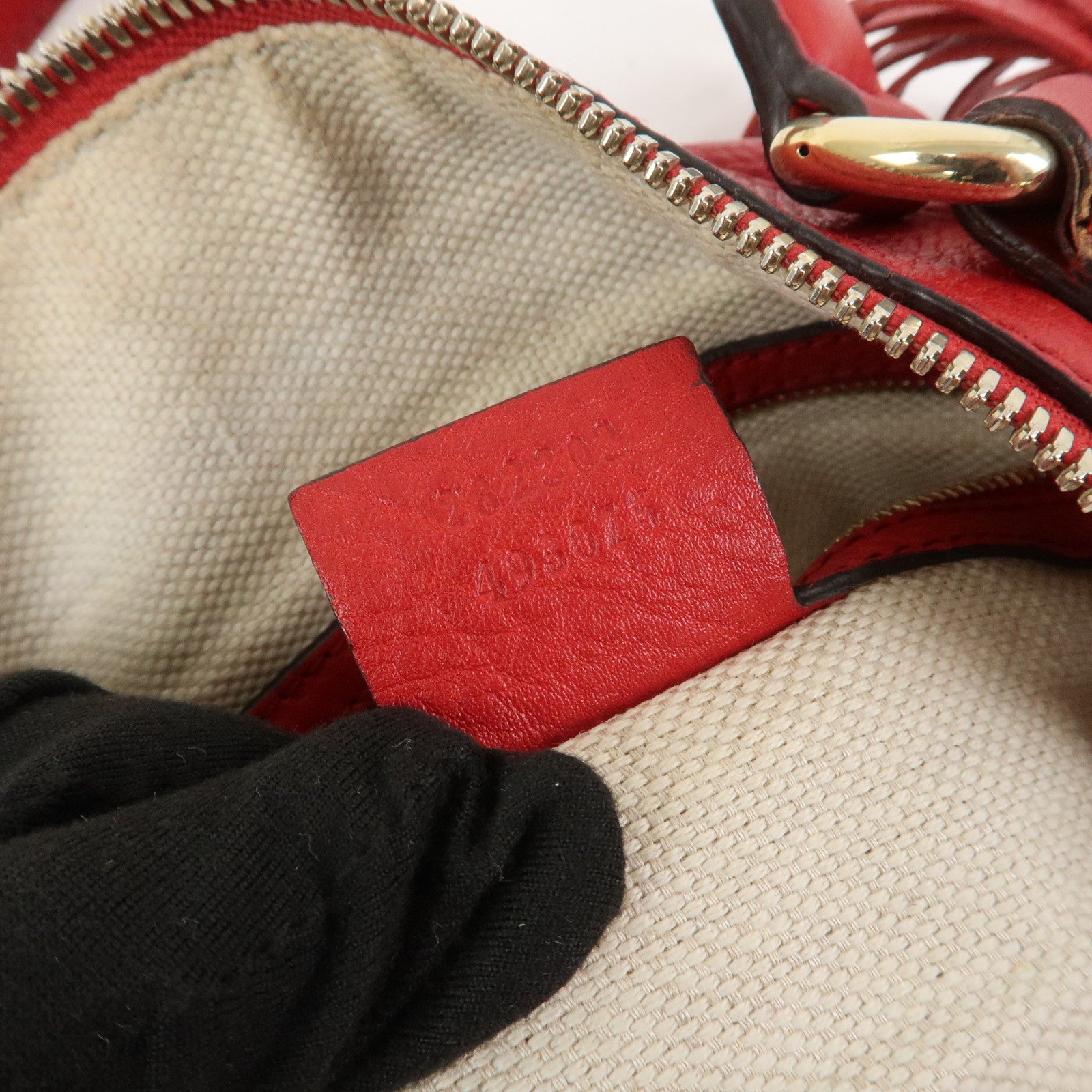 GUCCI SOHO Interlocking G Leather Boston Bag Hand Bag Red 282302