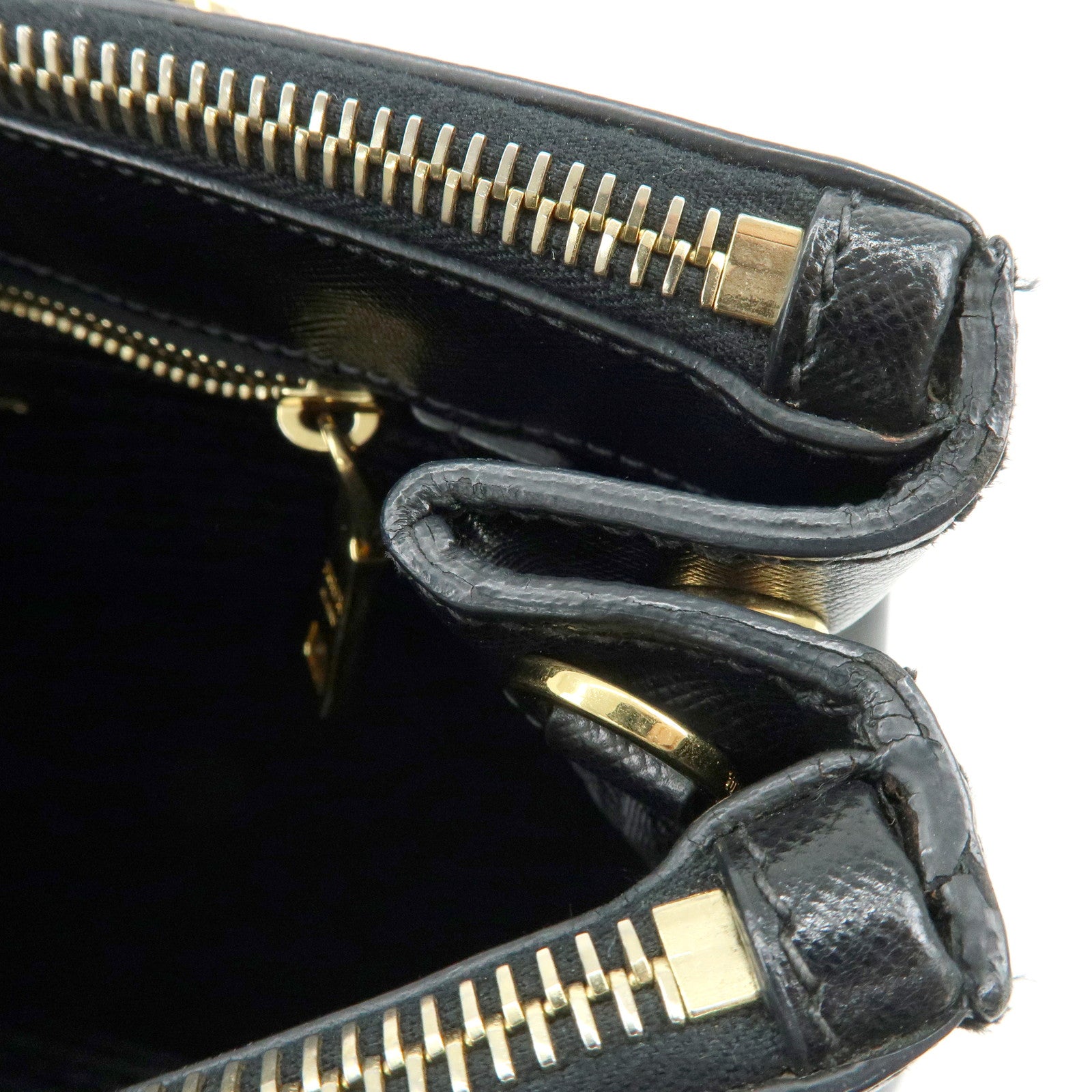 PRADA Saffiano Leather 2Way Bag Hand Bag Shoulder Bag Black 1BA801