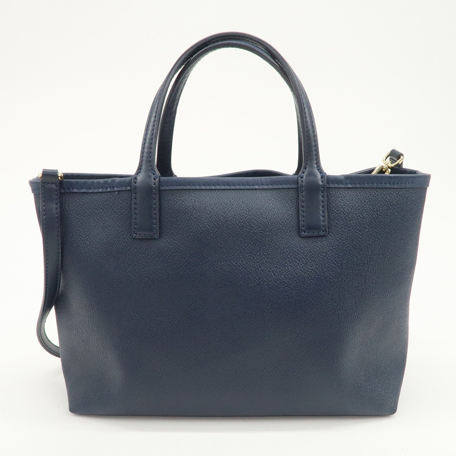 TORY BURCH Leather Tote Bag Hand Bag Navy