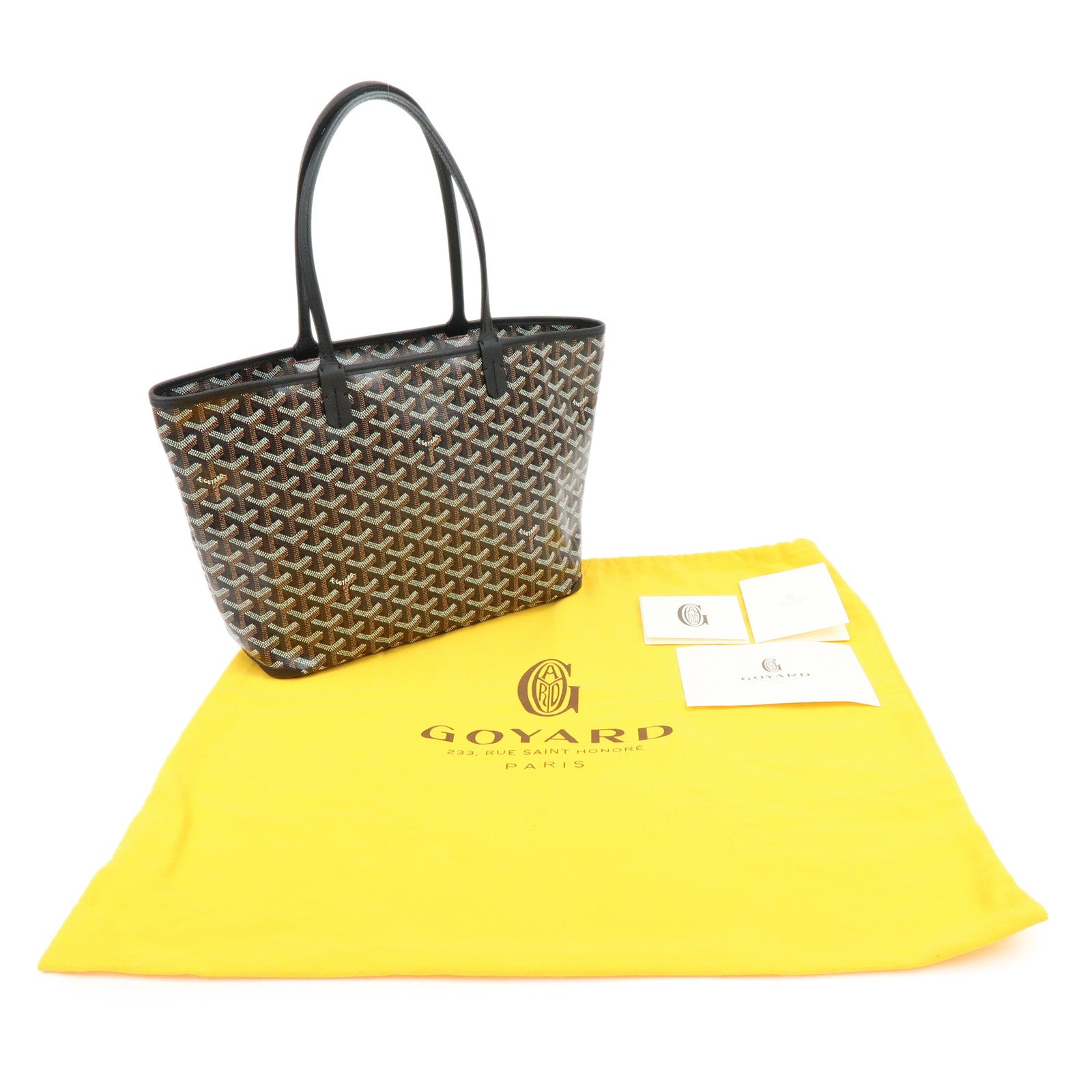 GOYARD Artois PM PVC Leather Tote Bag Hand Bag Black Brown