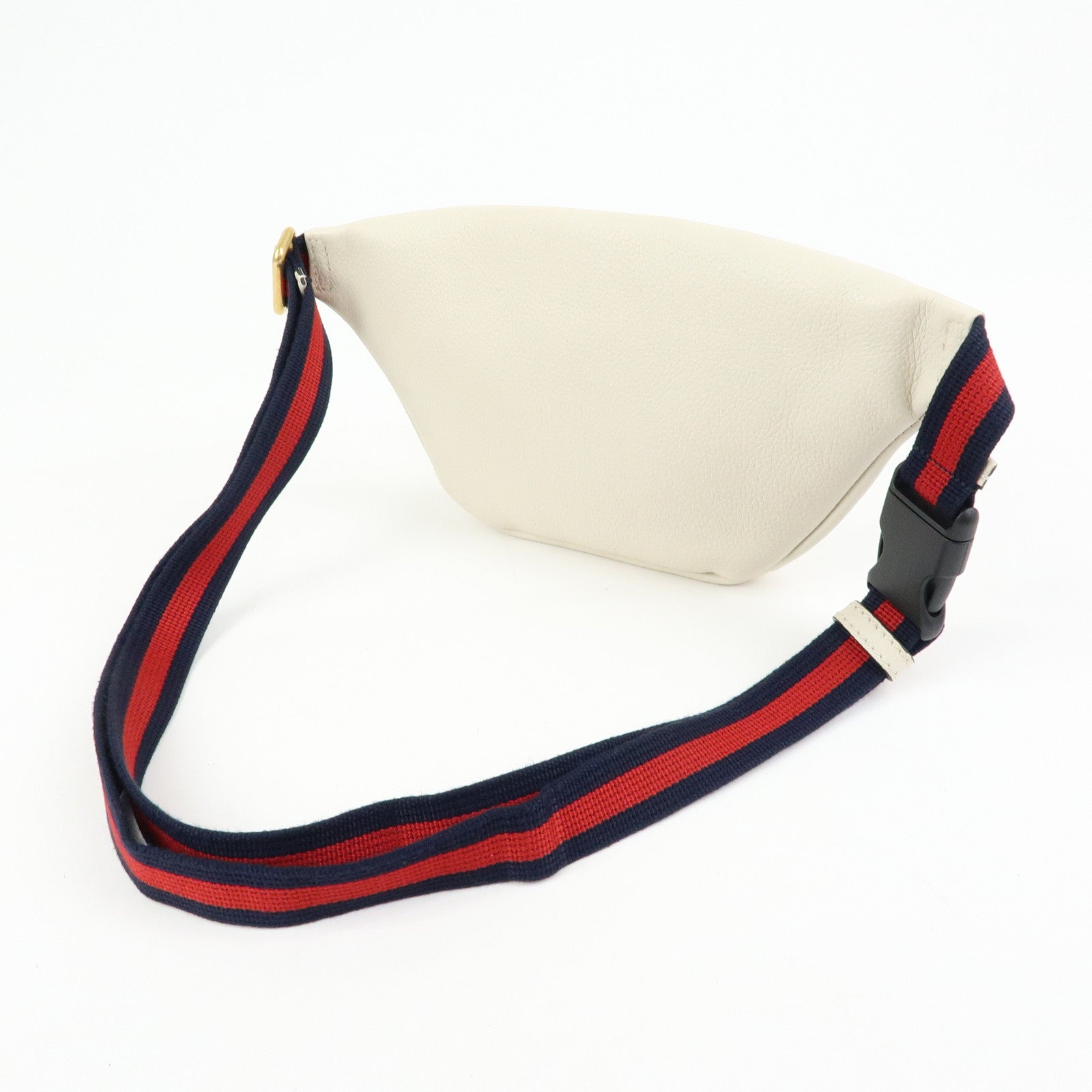 GUCCI Sherry Leather Waist Pouch Body Bag White 527792