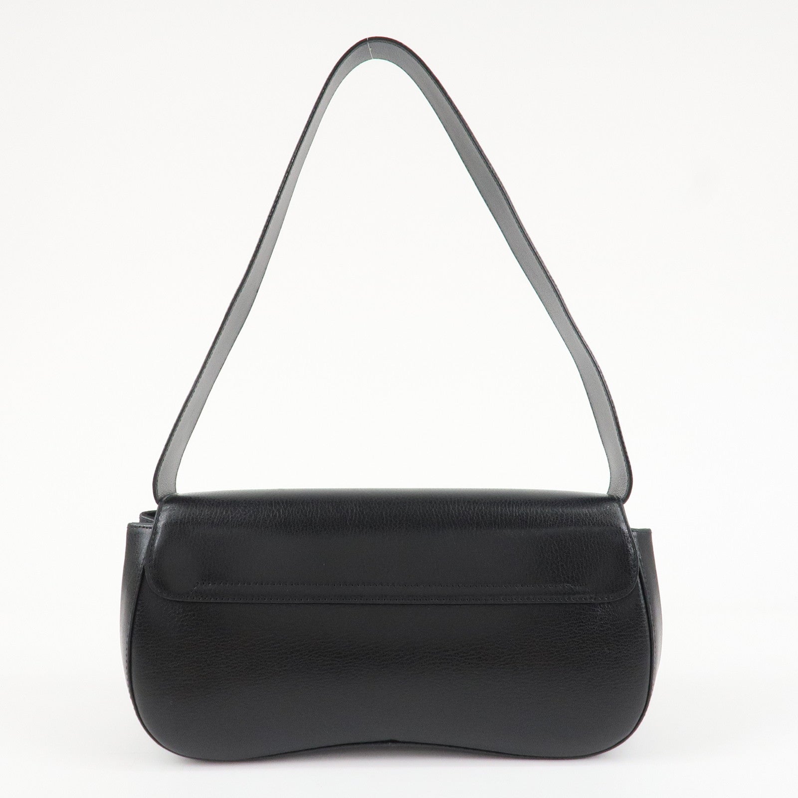 Ferragamo Ganchini Leather Shoulder Bag Hand Bag Black Used