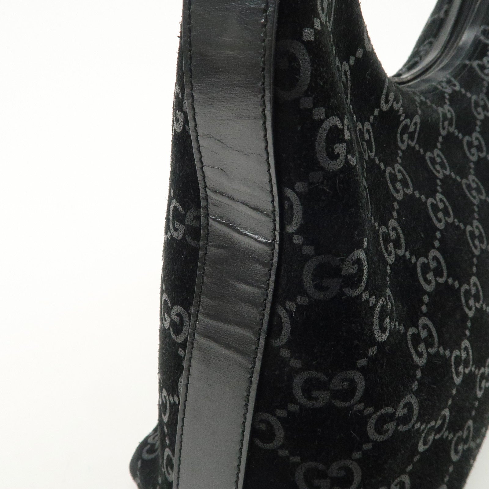 GUCCI GG Suede Leather Shoulder Bag Hand Bag Black 002.0602 Used