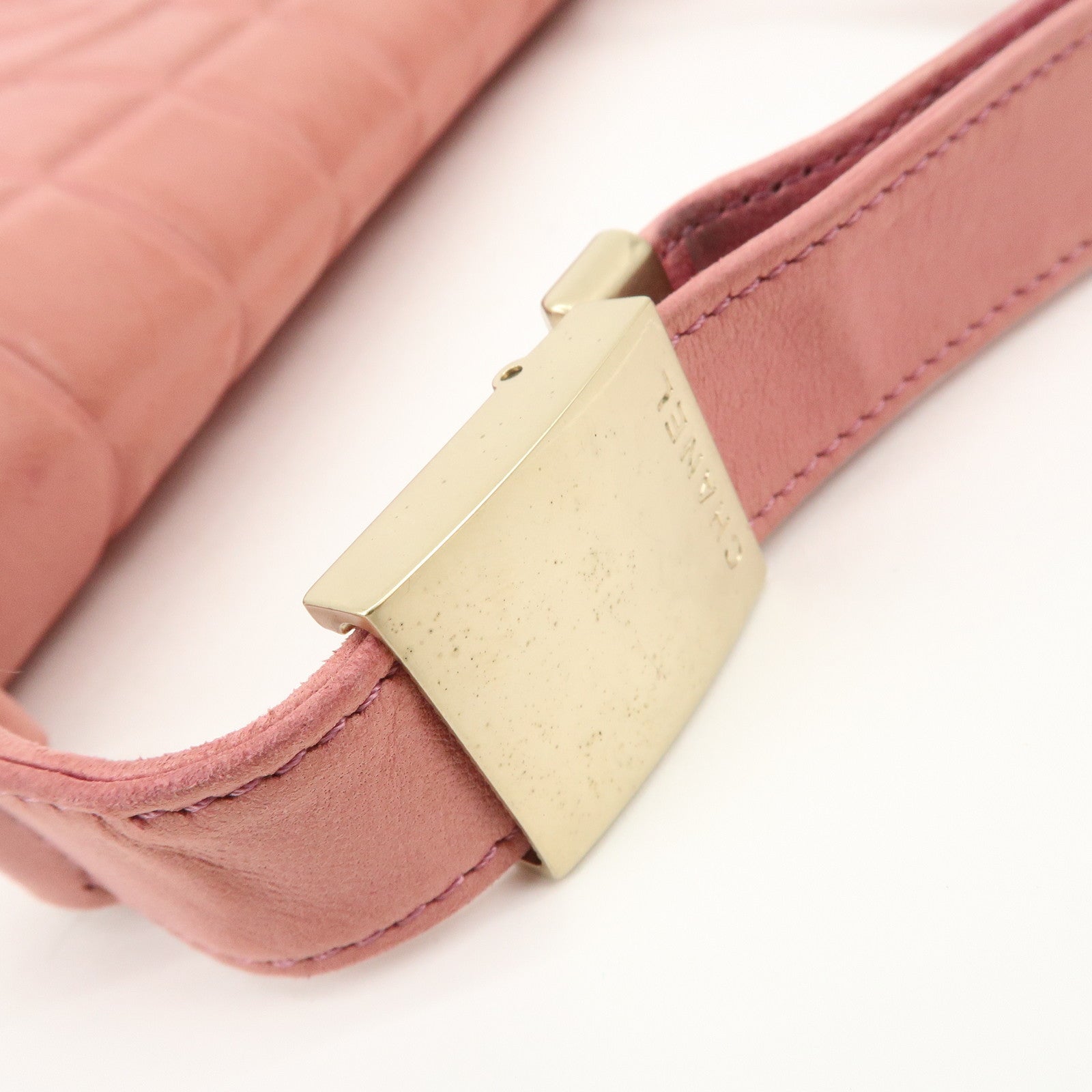 CHANEL COCO Mark Chocolate Bar Lamb Skin Shoulder Bag Pink