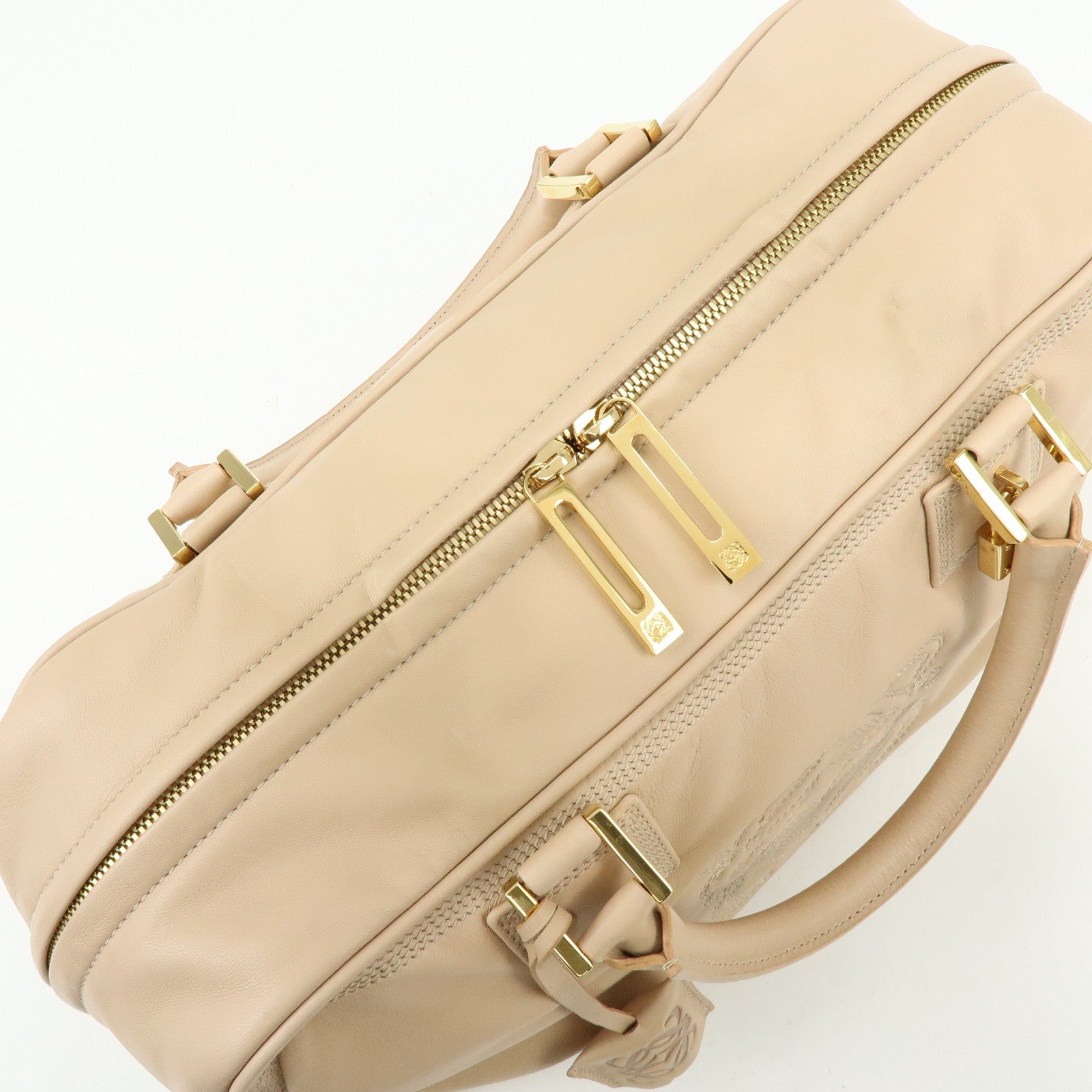 LOEWE Anagram Amazona 36 Nappa Leather Hand Bag Boston Bag Beige
