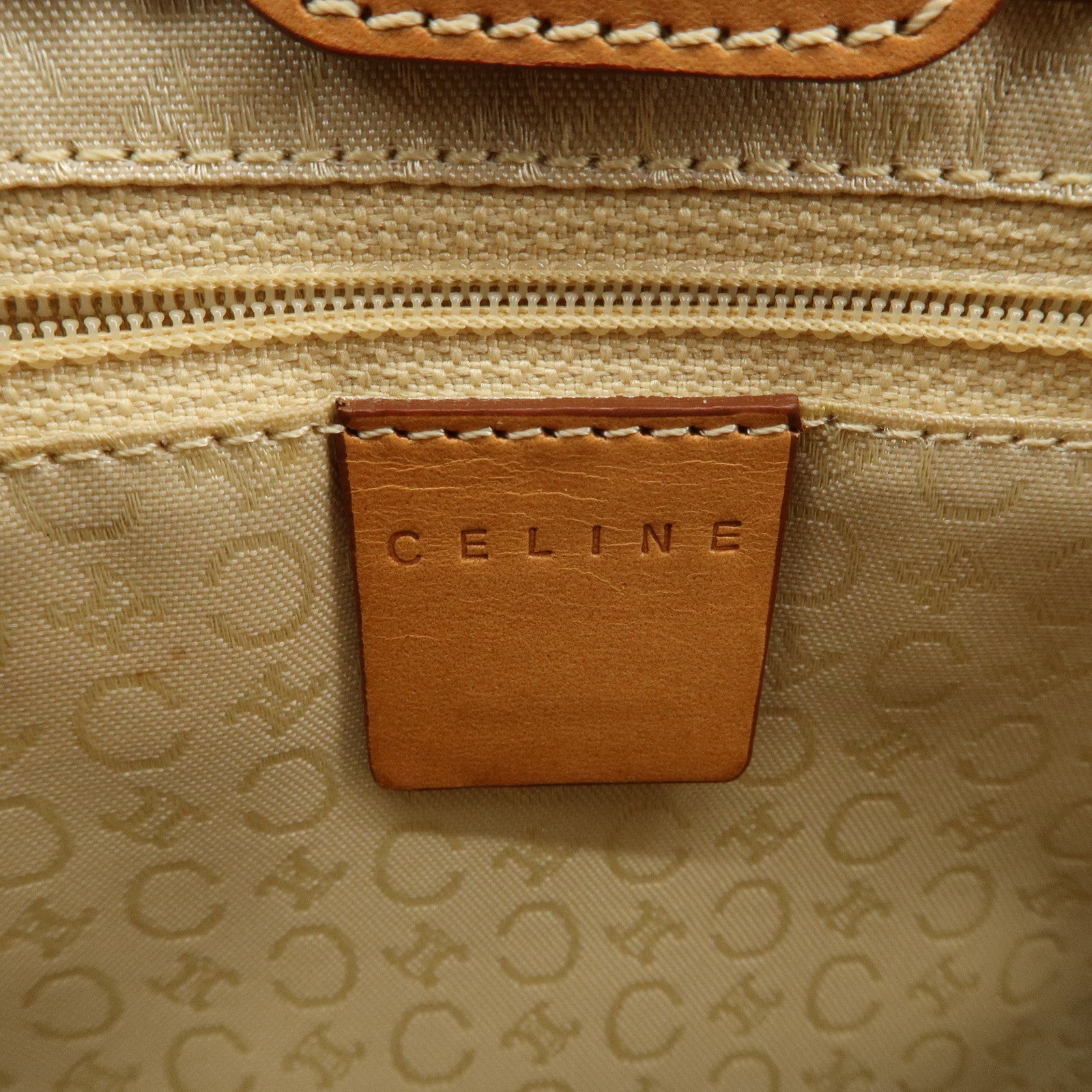 CELINE C Macadam Suede Leather Tote Bag Hand Bag Orange Light Brown