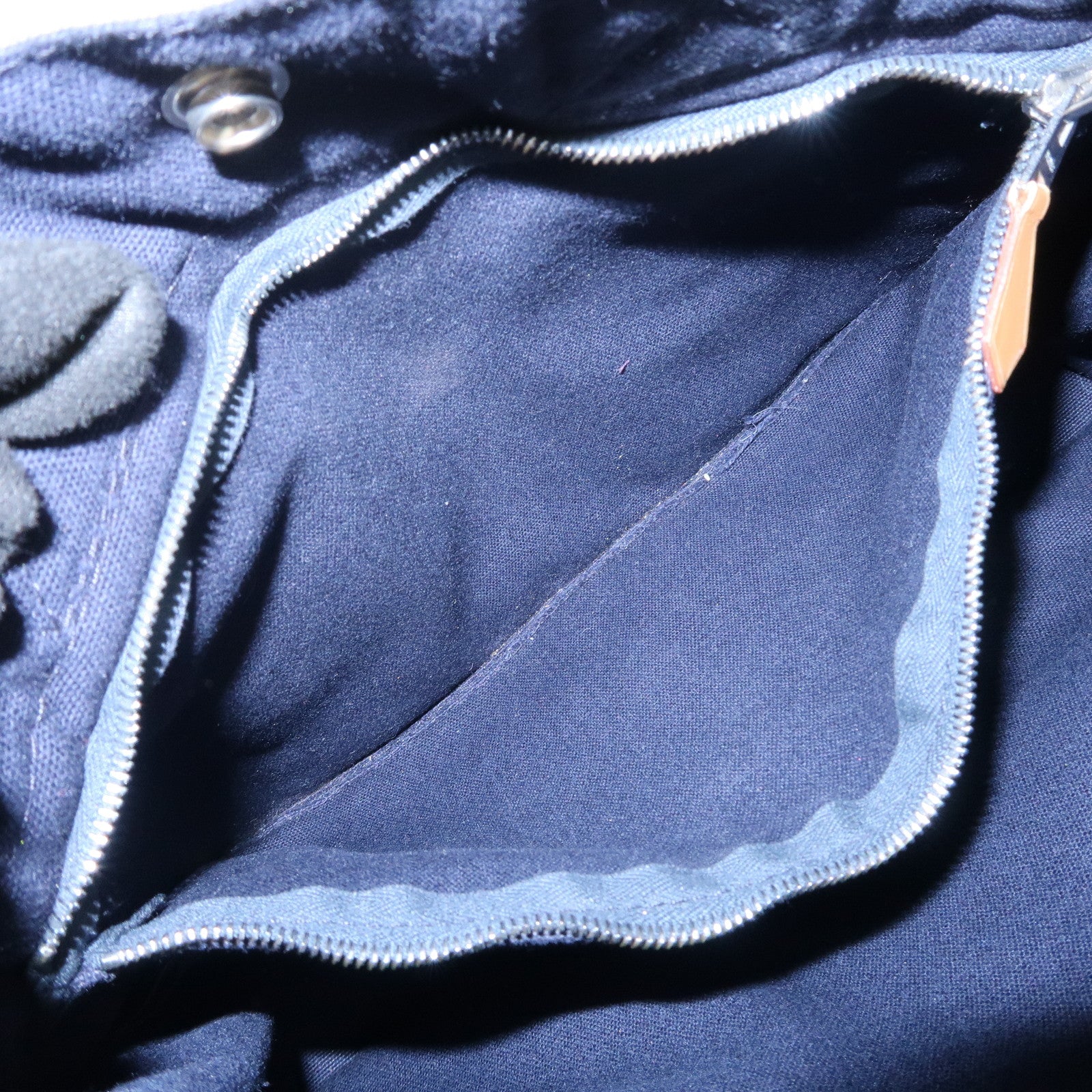 HERMES Deauville PM Cotton Tote Bag Hand Bag Navy