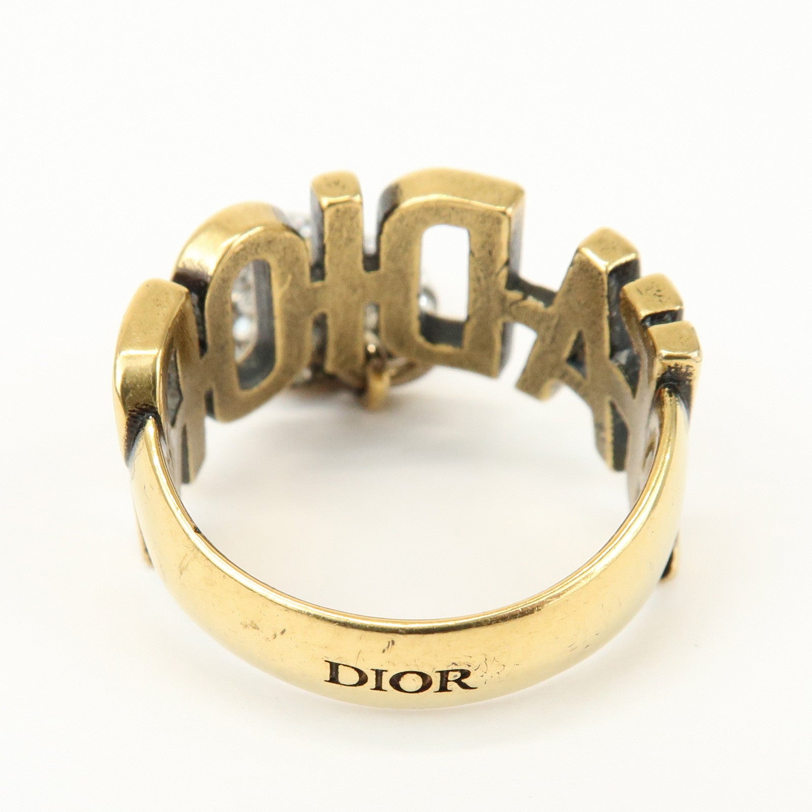 Christian Dior J'ADIOR Metal Rhinestone Star Heart Ring M Gold