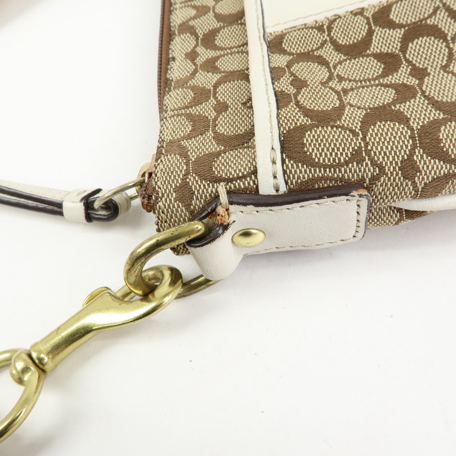 COACH Signature Set of 2 Shoulder Bag Crossbody Bag Brown Ivory