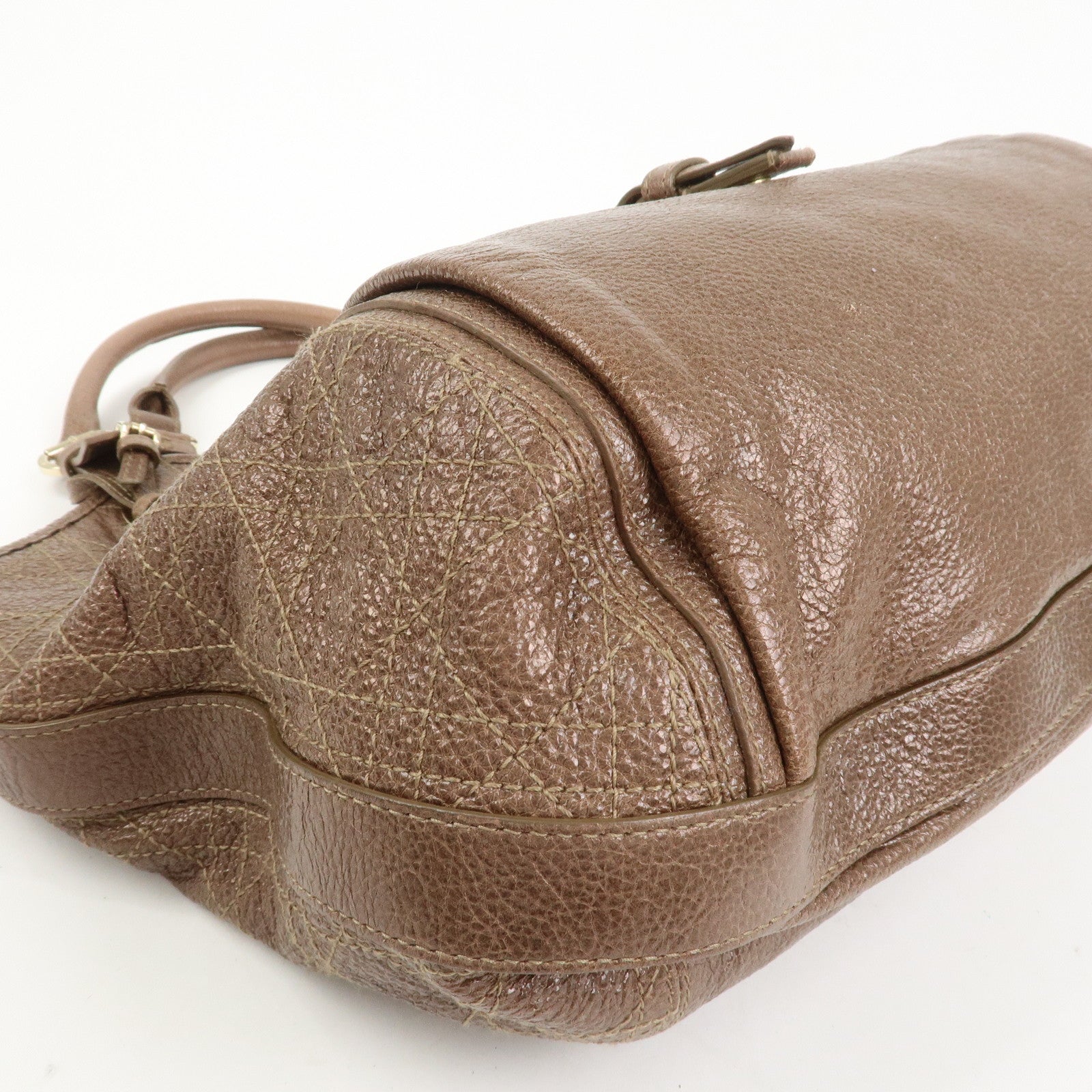 Christian Dior Lady Dior Leather Tote Bag Shoulder Bag Brown