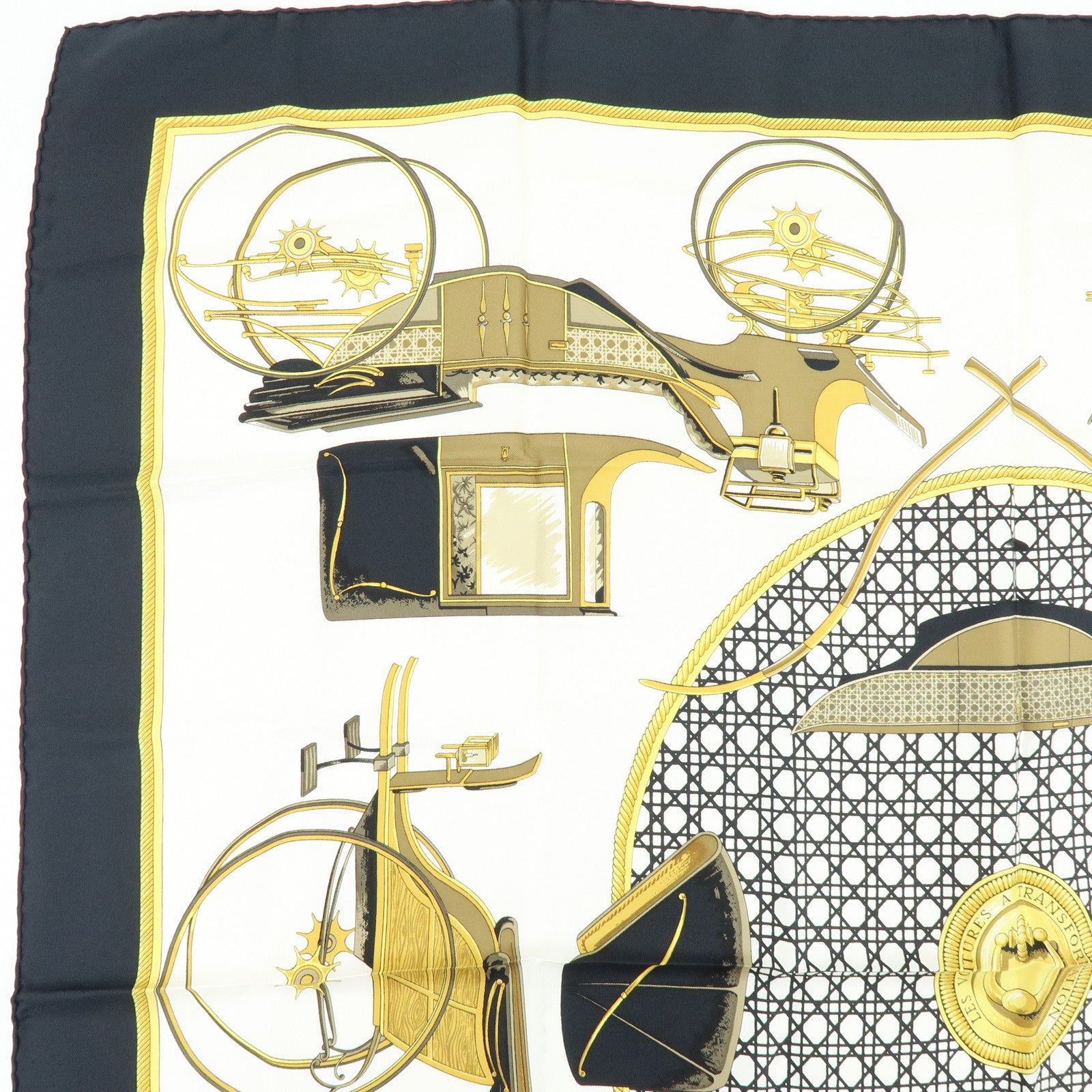 HERMES Carre 90 Silk 100% Scarf LES VOITURES A TRANSFORMATION