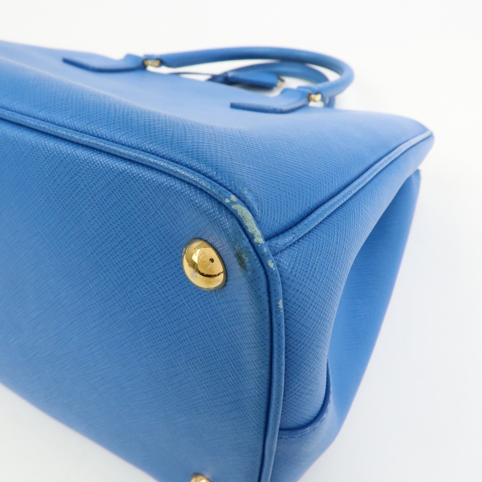 PRADA Triangle Logo Galleria Saffiano Leather 2Way Bag Blue 1BA274
