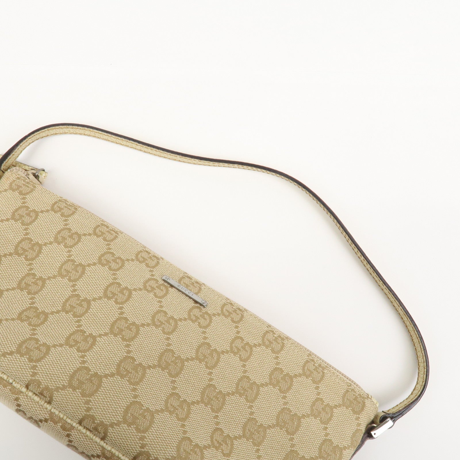 GUCCI Boat Bag GG Canvas Leather Hand Bag Beige 07198