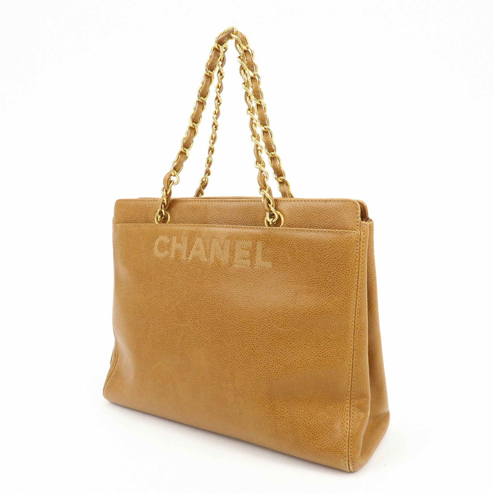 CHANEL Caviarskin Tote Bag Hand Bag Brown A08913