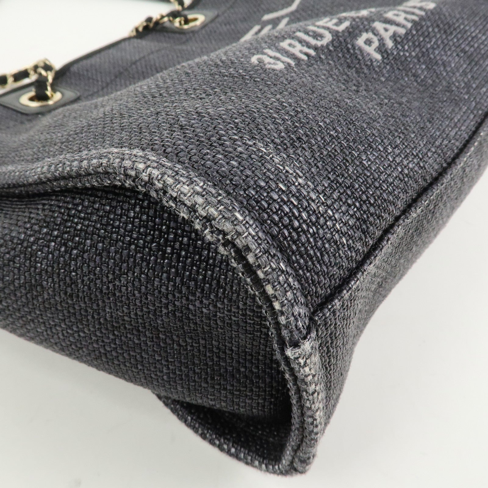 CHANEL Deauville MM Straw Leather Tote Bag Shoulder Bag A67001