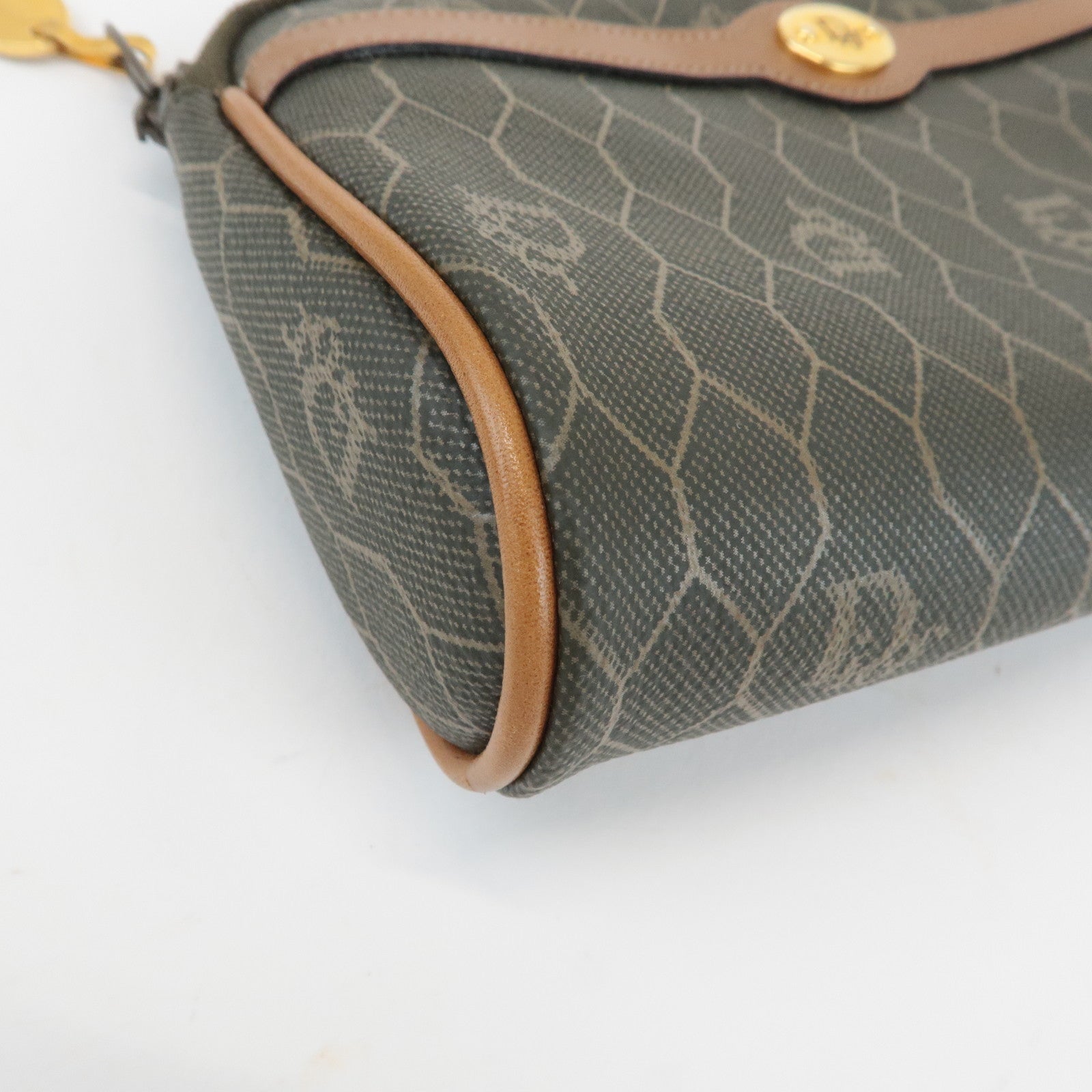 Chiristian Dior Honeycomb PVC Leather Pouch Brown