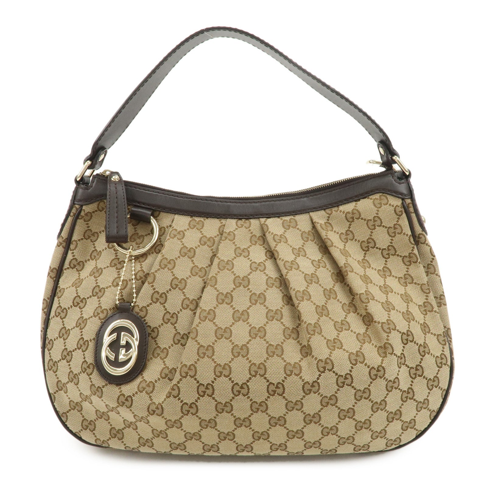 GUCCI Sukey Interlocking G GG Canvas Leather Shoulder Bag 362726