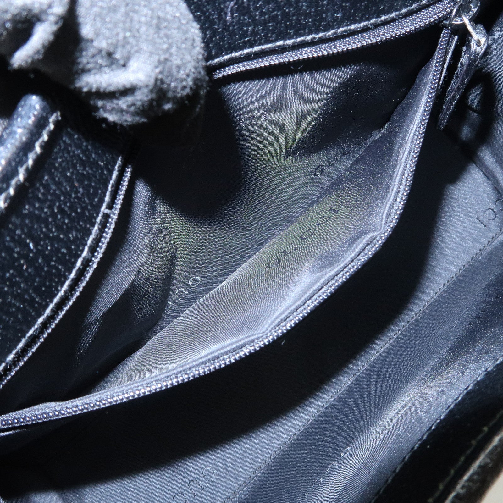 GUCCI Jackie Logo Leather Hand Bag Shoulder Bag Black 002.1068