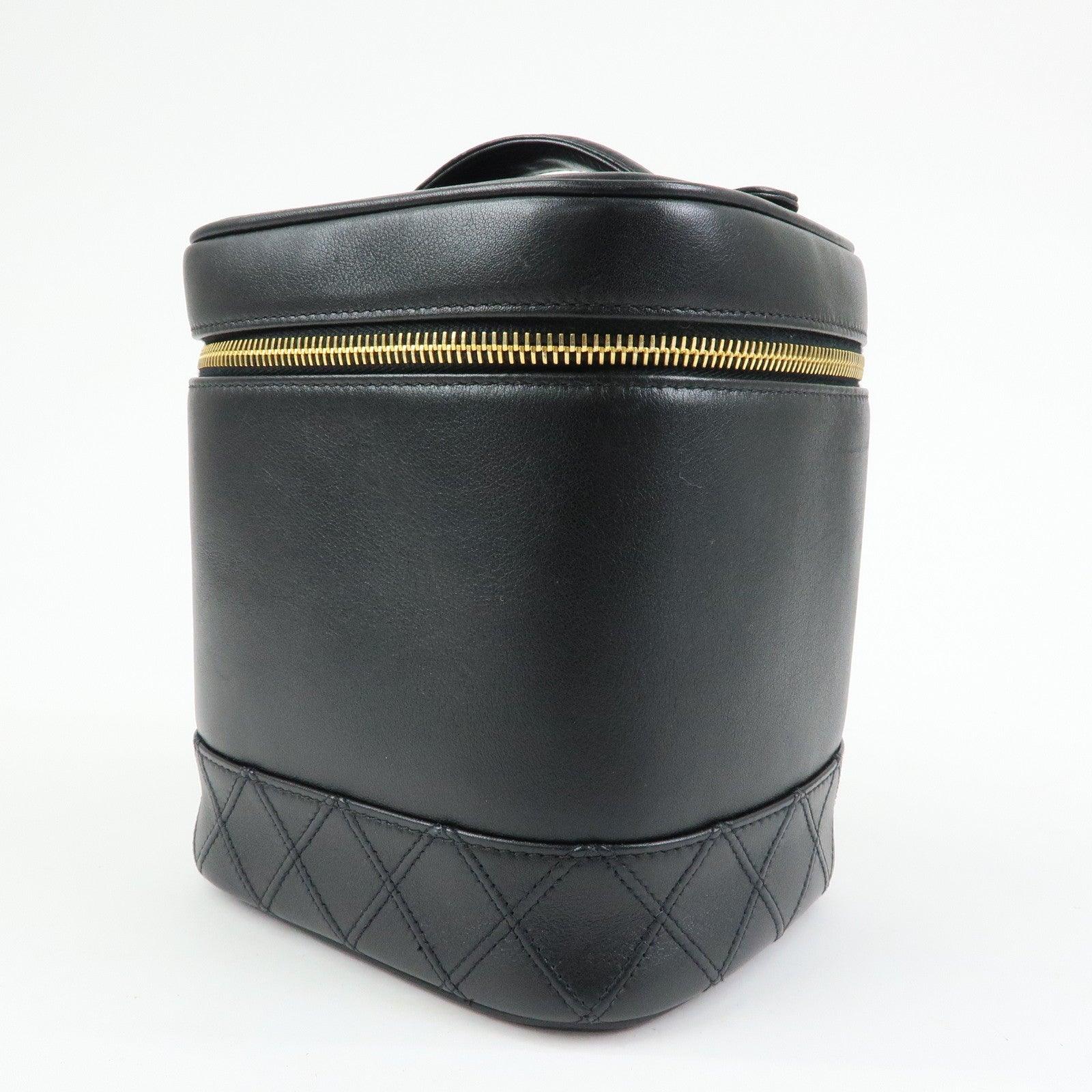 CHANEL COCO Mark Bicolore Lamb Skin Vanity Bag Hand Bag A01619