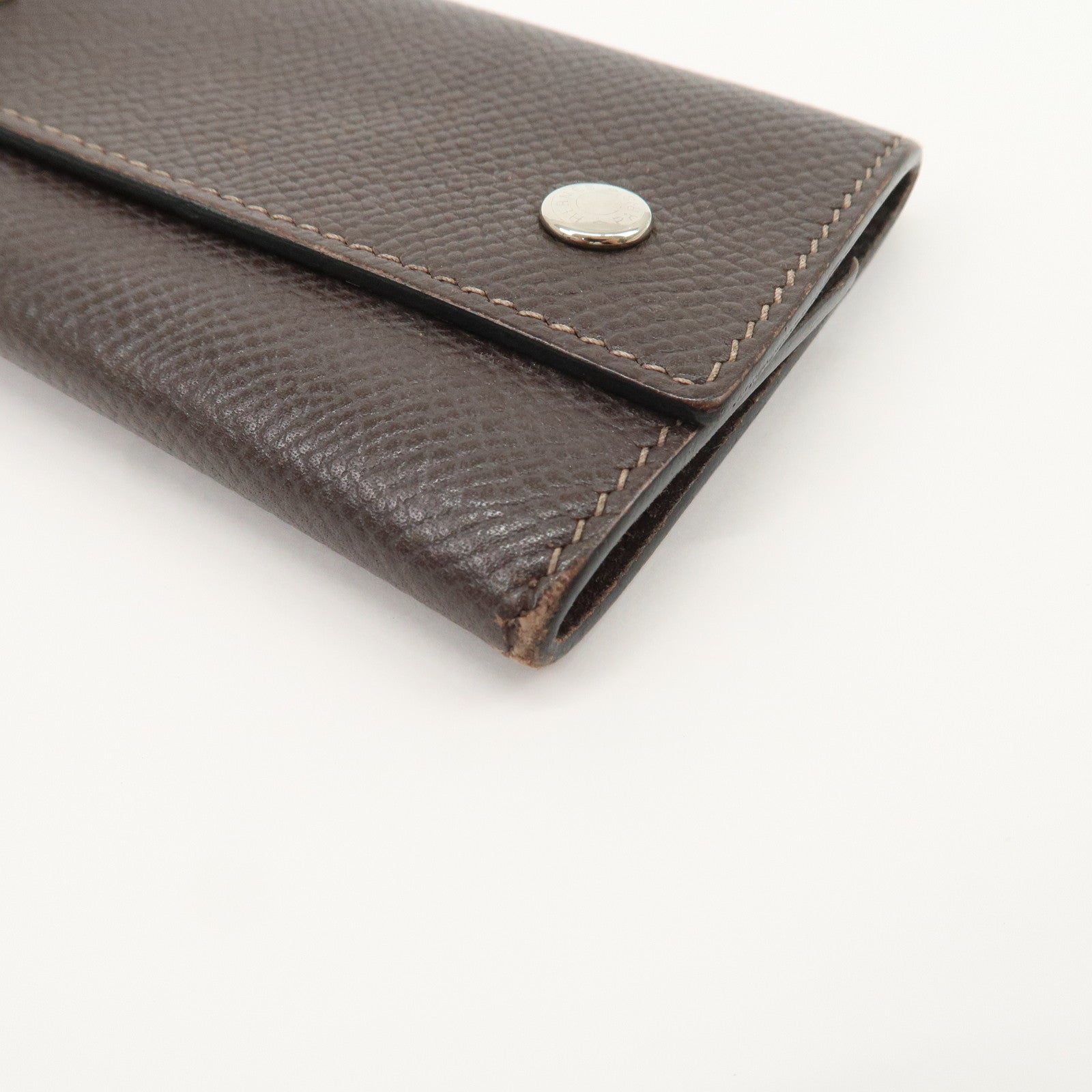 HERMES Etui Cles 4 Veau Epsom Leather L Stamped Key Case Dark Brown