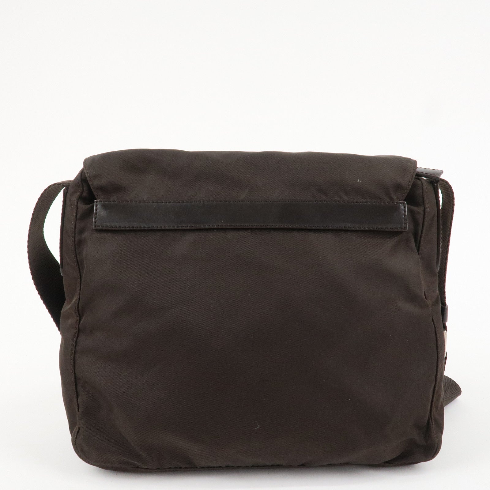 PRADA Triangle Logo Nylon Leather Shoulder Bag Crossbody Bag Brown Used
