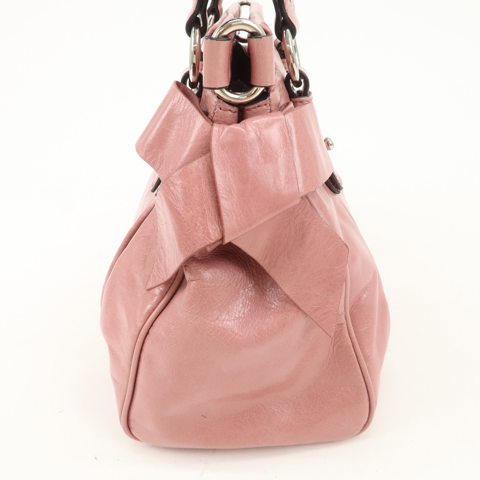 MIU MIU Vitello Lux 2Way Bag Hand Bag Shoulder Bag Pink RN0955