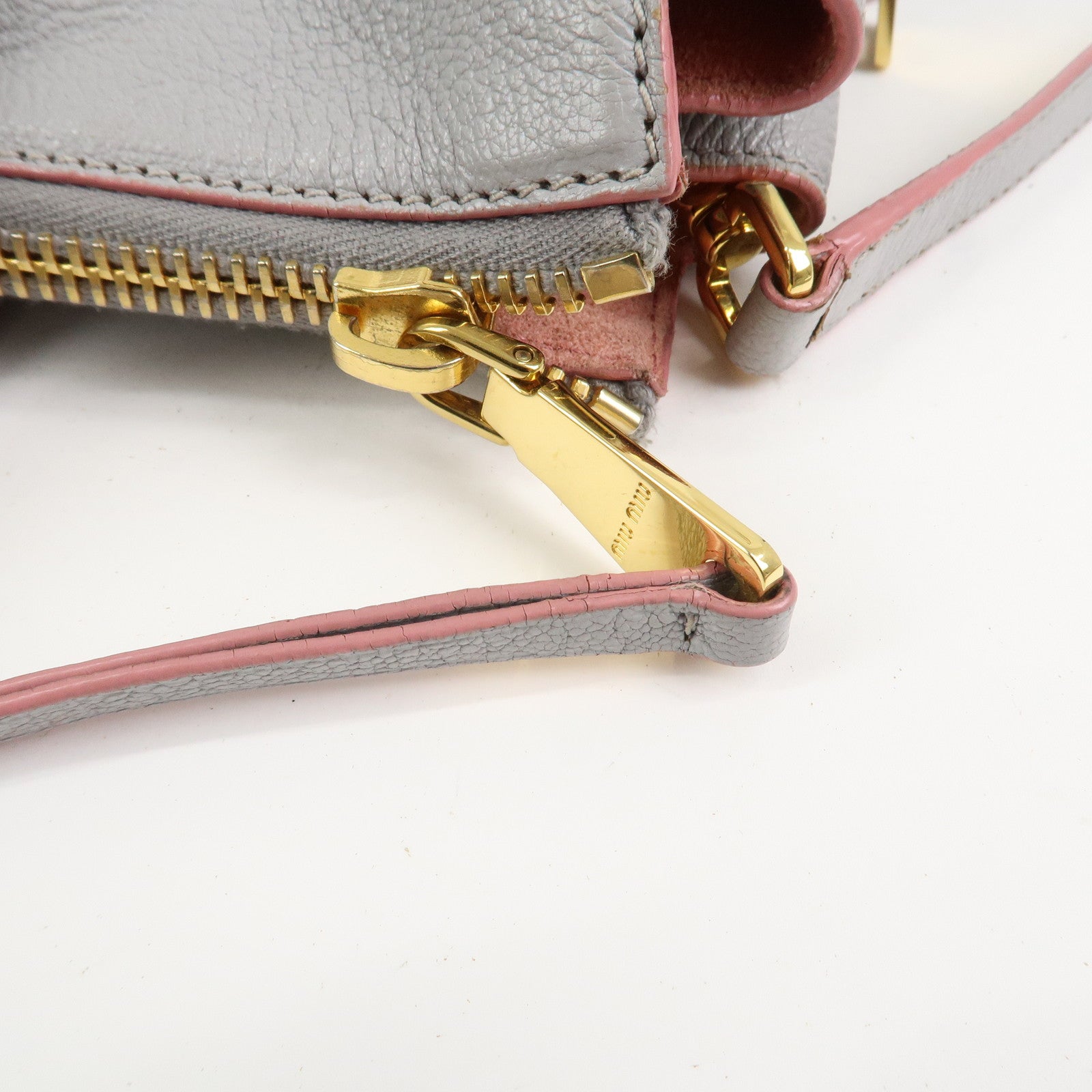 MIU MIU Madras Logo Leather 2WAY Bag Shoulder Bag Hand Bag 5BB016