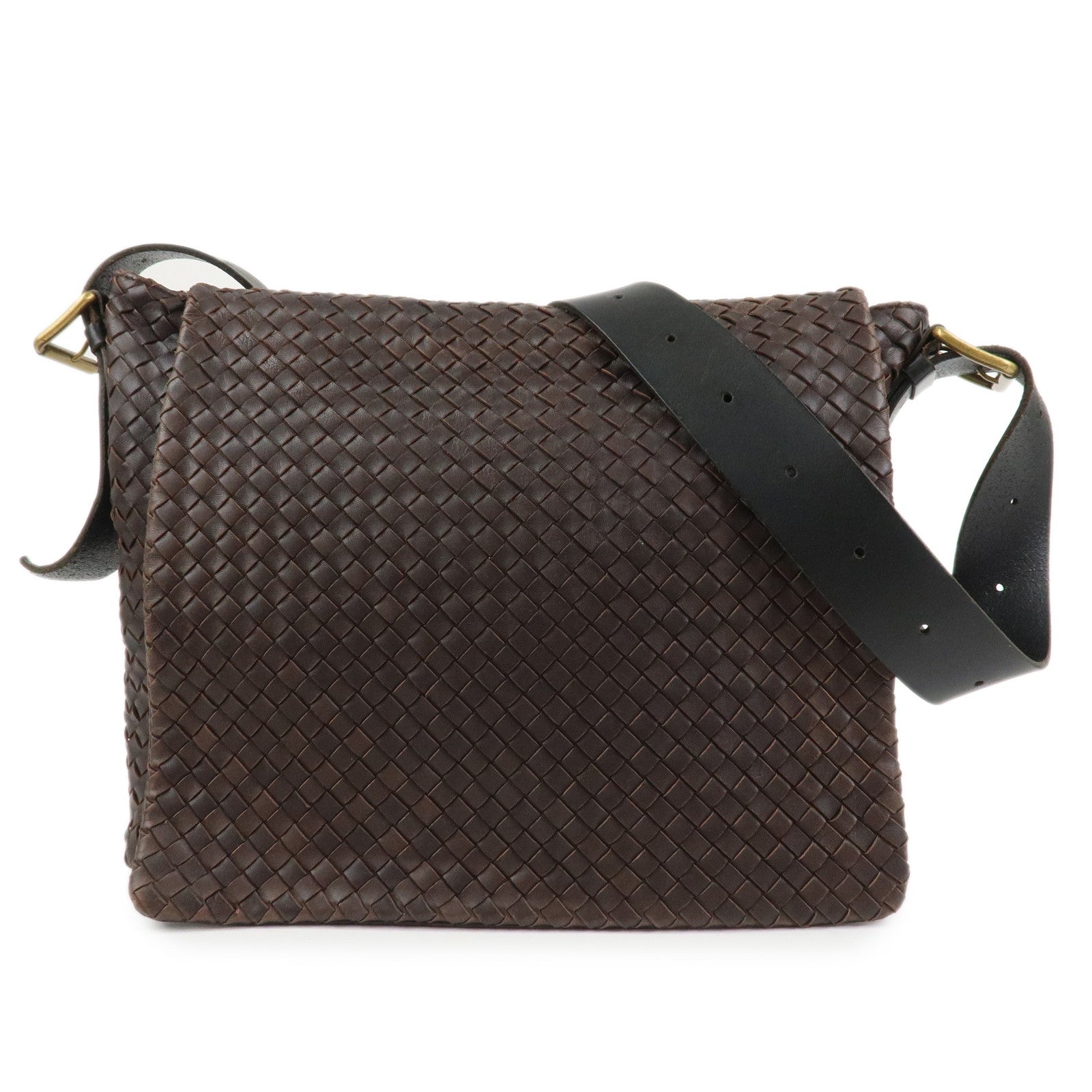 BOTTEGA VENETA Intrecciato Leather Shoulder Bag Crossbody Bag Brown