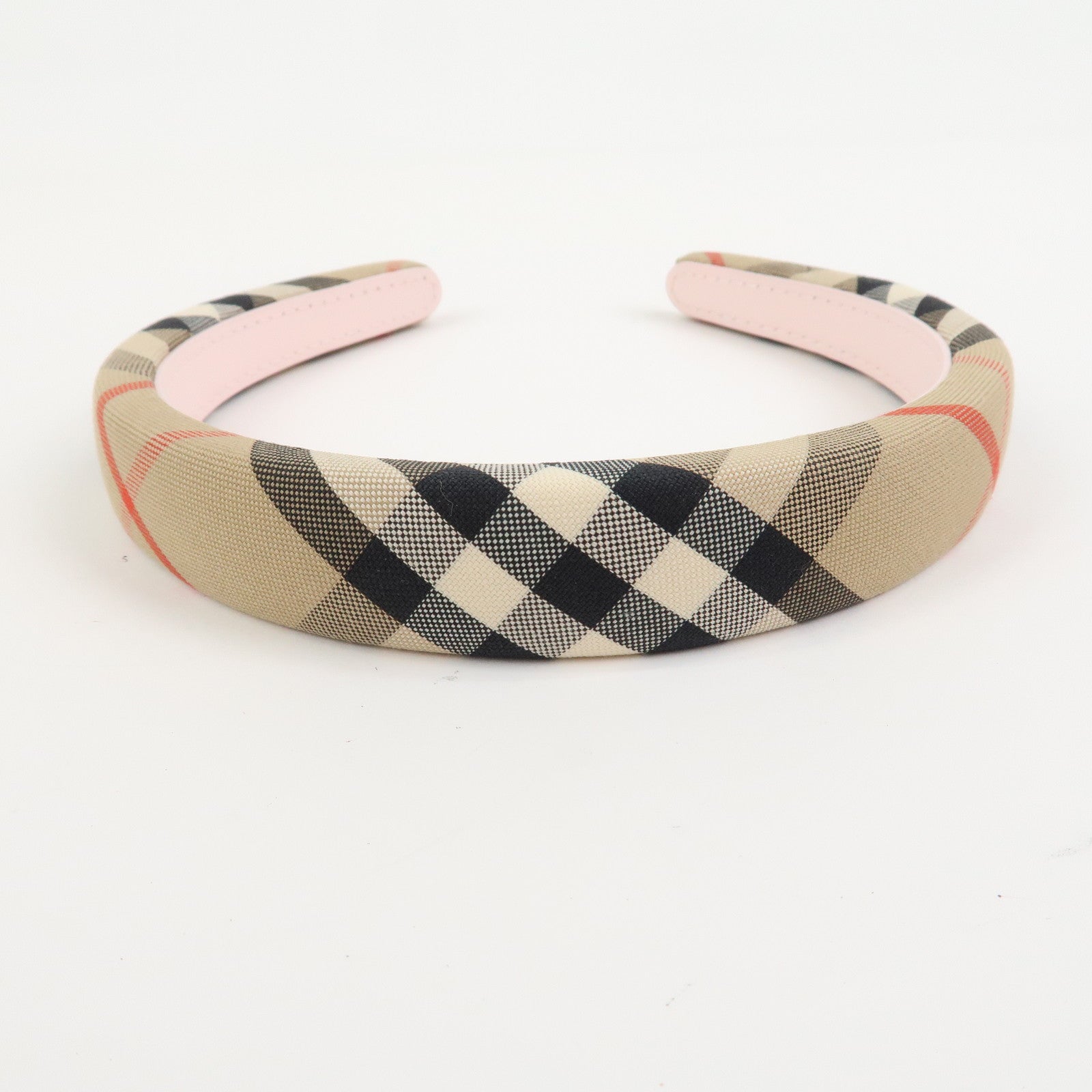 BURBERRY Nova Plaid Canvas Headband Beige