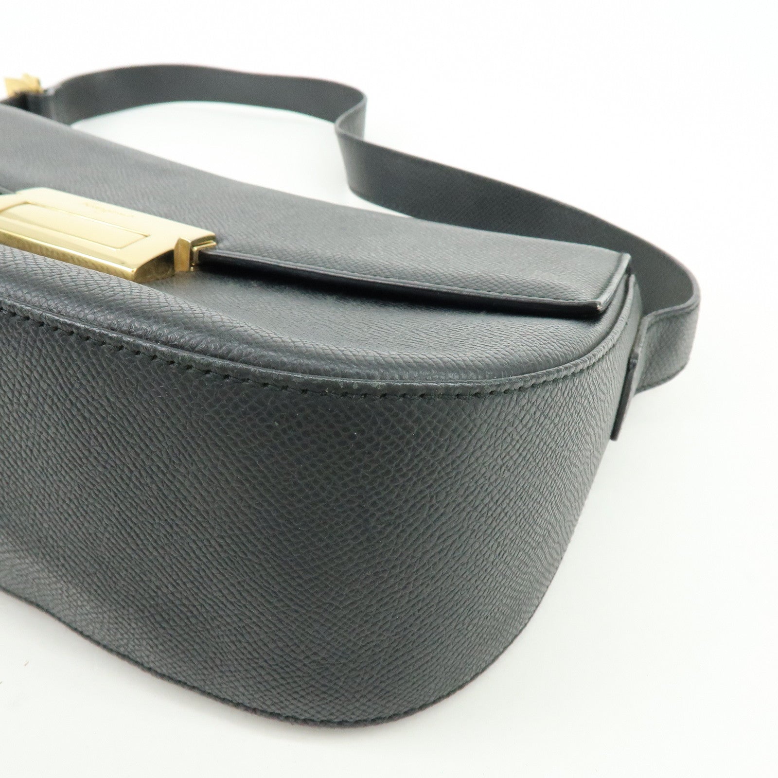 Ferragamo Leather Shoulder Bag Hand Bag Black