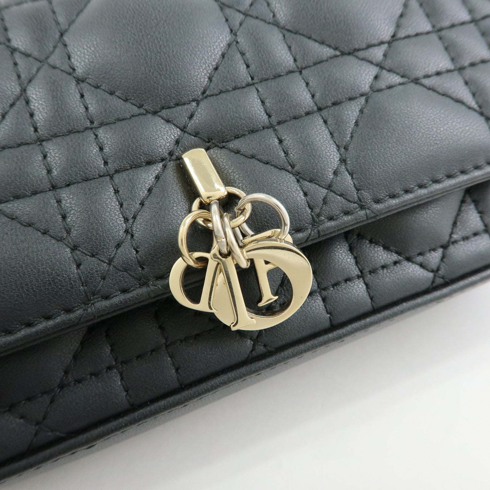 Christian Dior Canage My Dior Lamb Skin Dior Talk Phone Bag Black