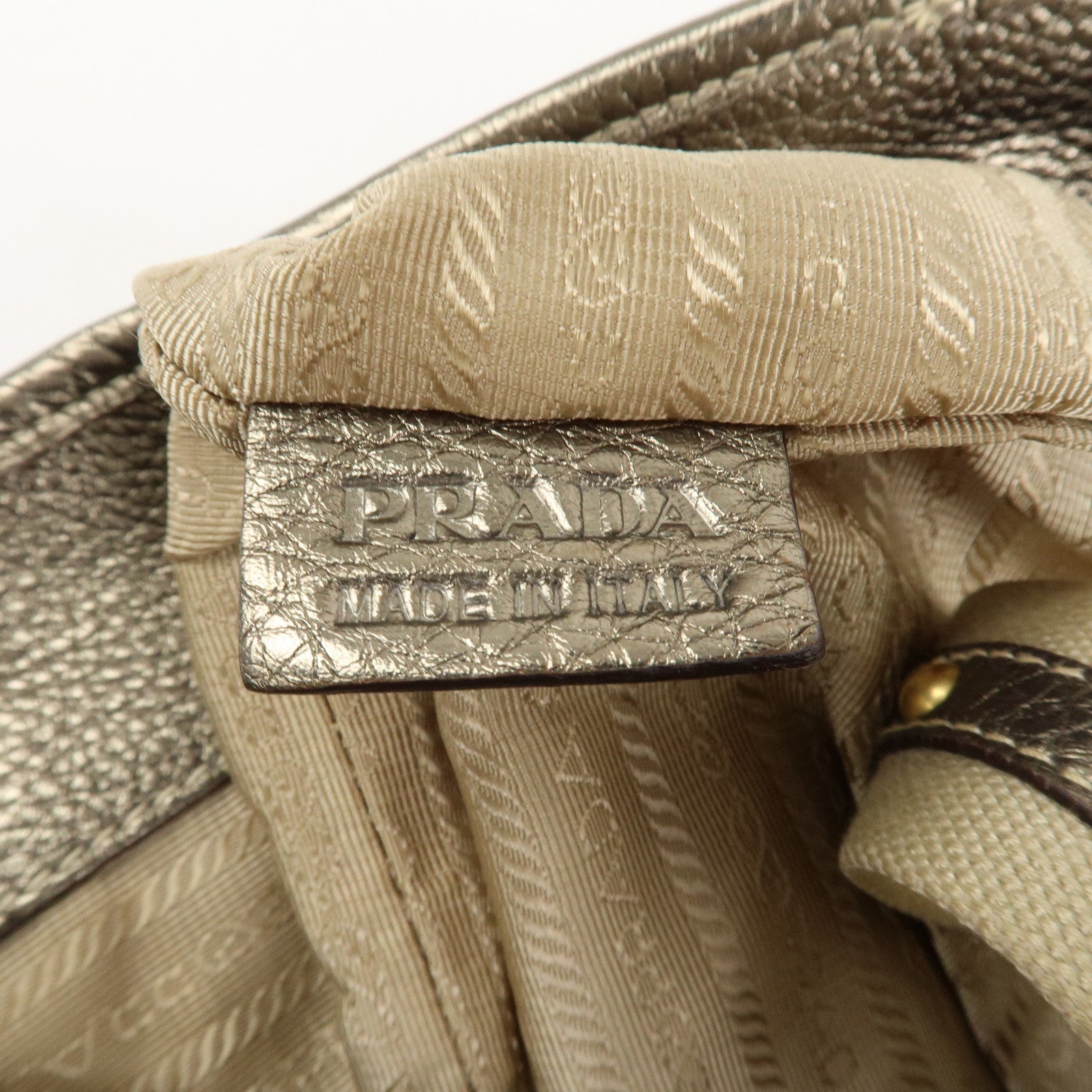 PRADA Nylon Jacquard 2Way Tote Shoulder Bag Beige BN1452 Used