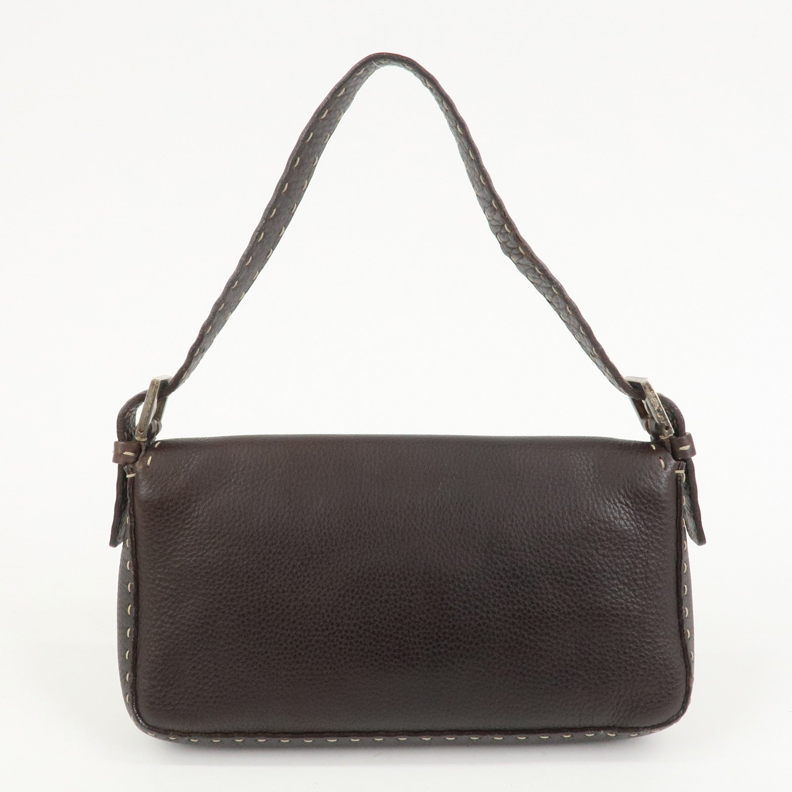 FENDI Mamma Baguette Selleria Logo Leather Shoulder Bag 8BR000