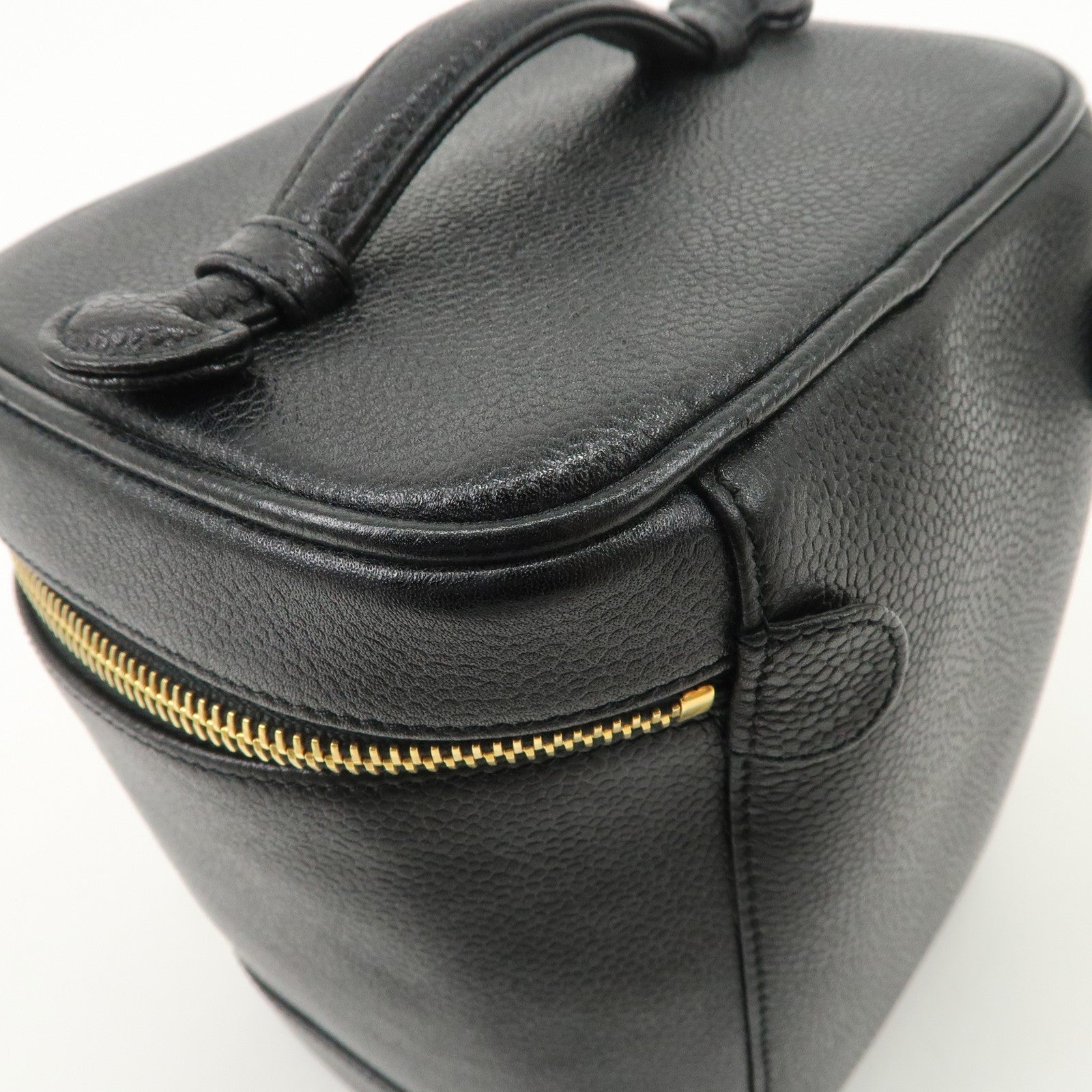 CHANEL COCO Mark Caviarskin Vanity Bag Hand Bag Cosmetic Bag Black A01998