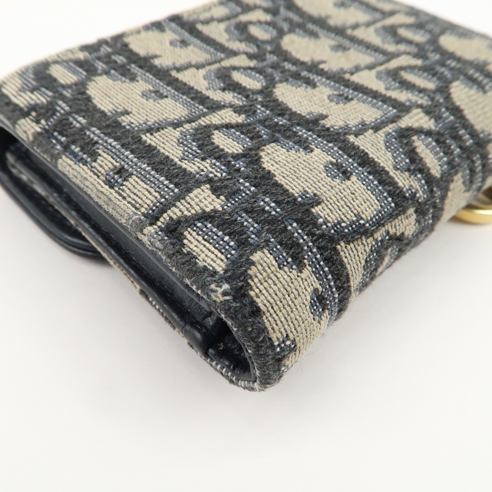 Christian Dior Trotter Canvas Leather Tri-fold Compact Wallet Navy