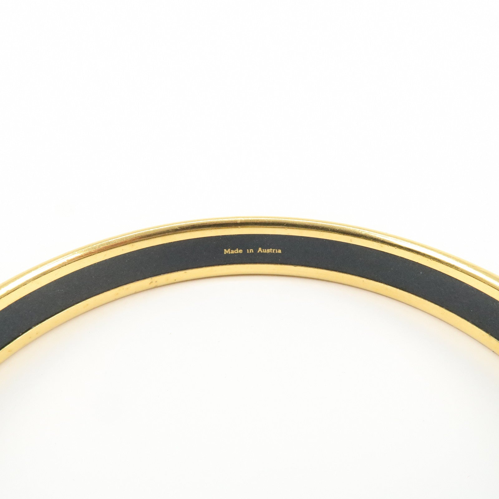 HERMES Email PM Gold Plated Bracelet Bangle Black Gold