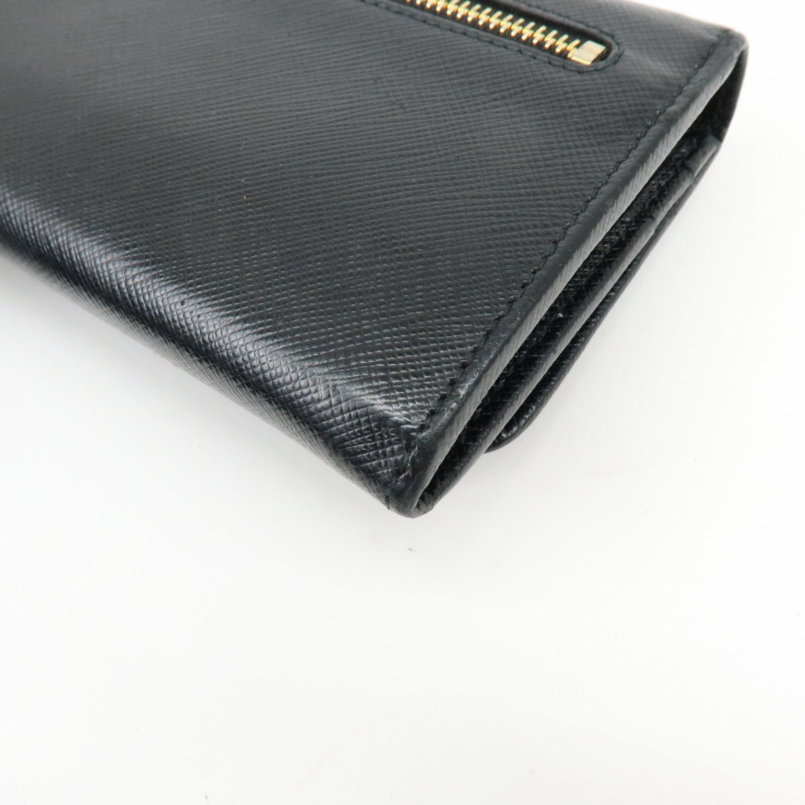 PRADA Saffiano Leather Ribbon Long Wallet Black