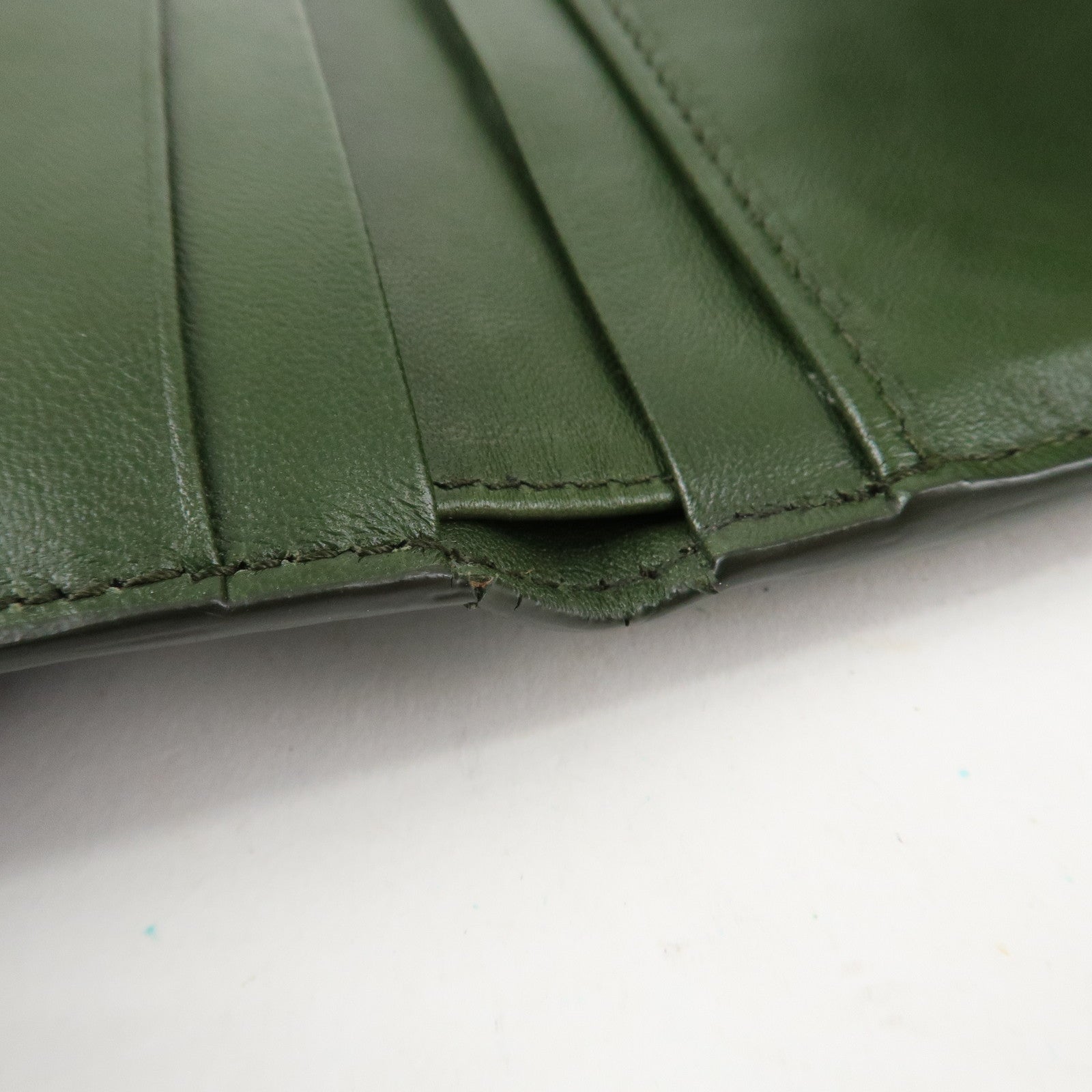 BOTTEGA VENETA Intrecciato Leather Tri-fold Wallet Dark Green Used