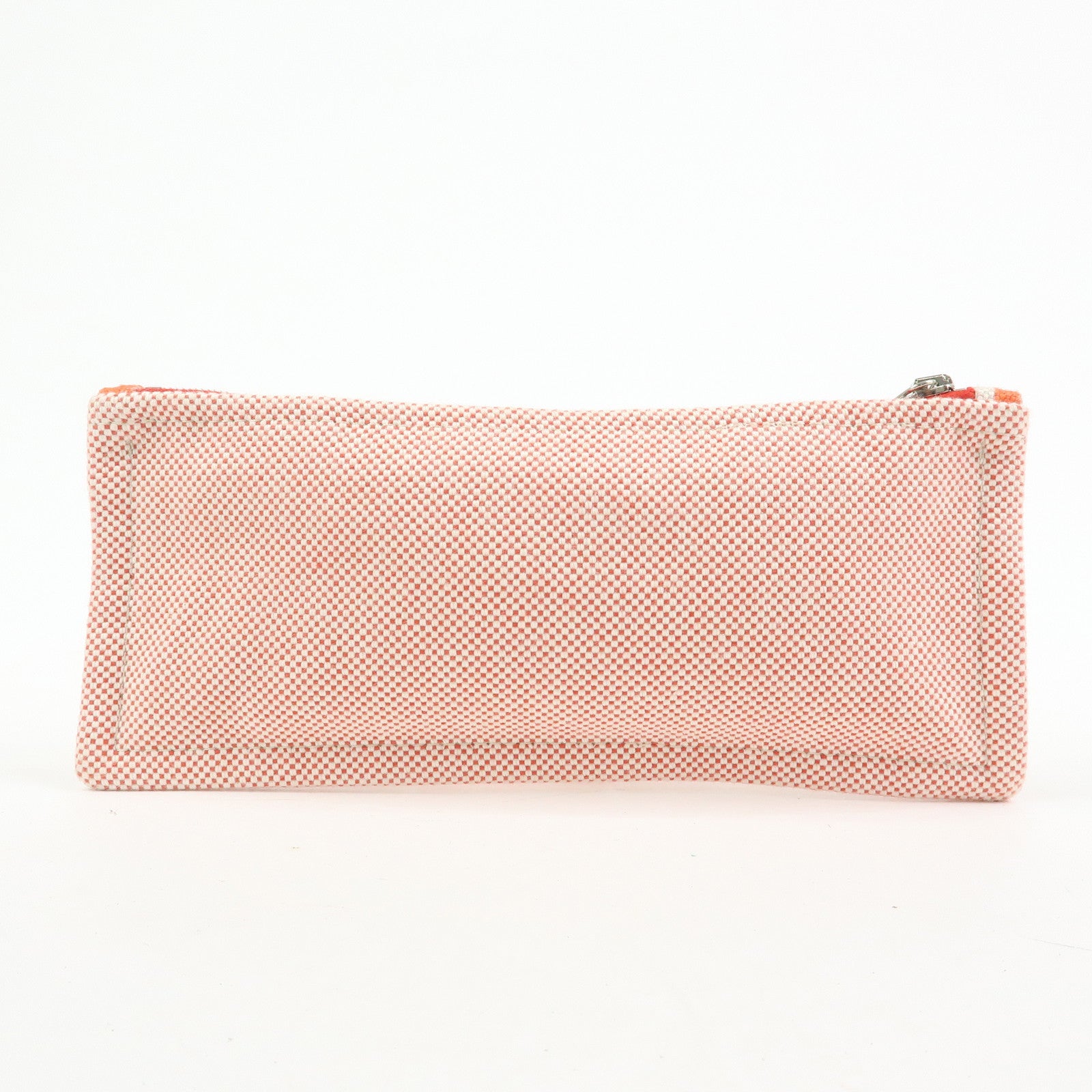 HERMES Ecole PM Cotton Flat Pouch Animaux Pixel Orange Red