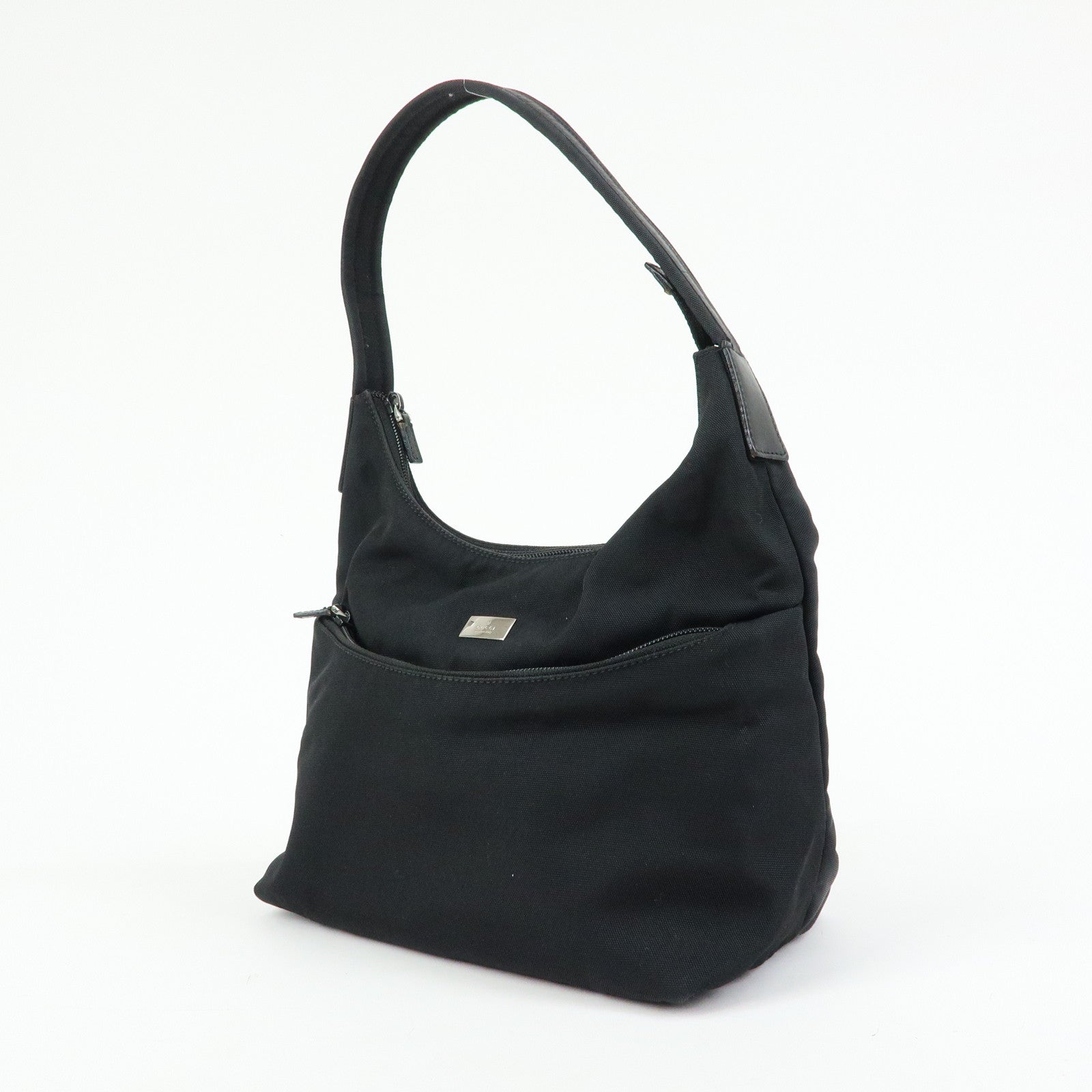 GUCCI Logo Nylon Leather Shoulder Bag Black 001・3386