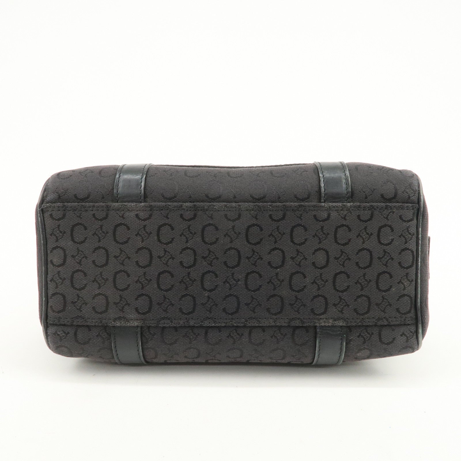 CELINE C Macadam Canvas Leather Boston Bag Hand Bag Black