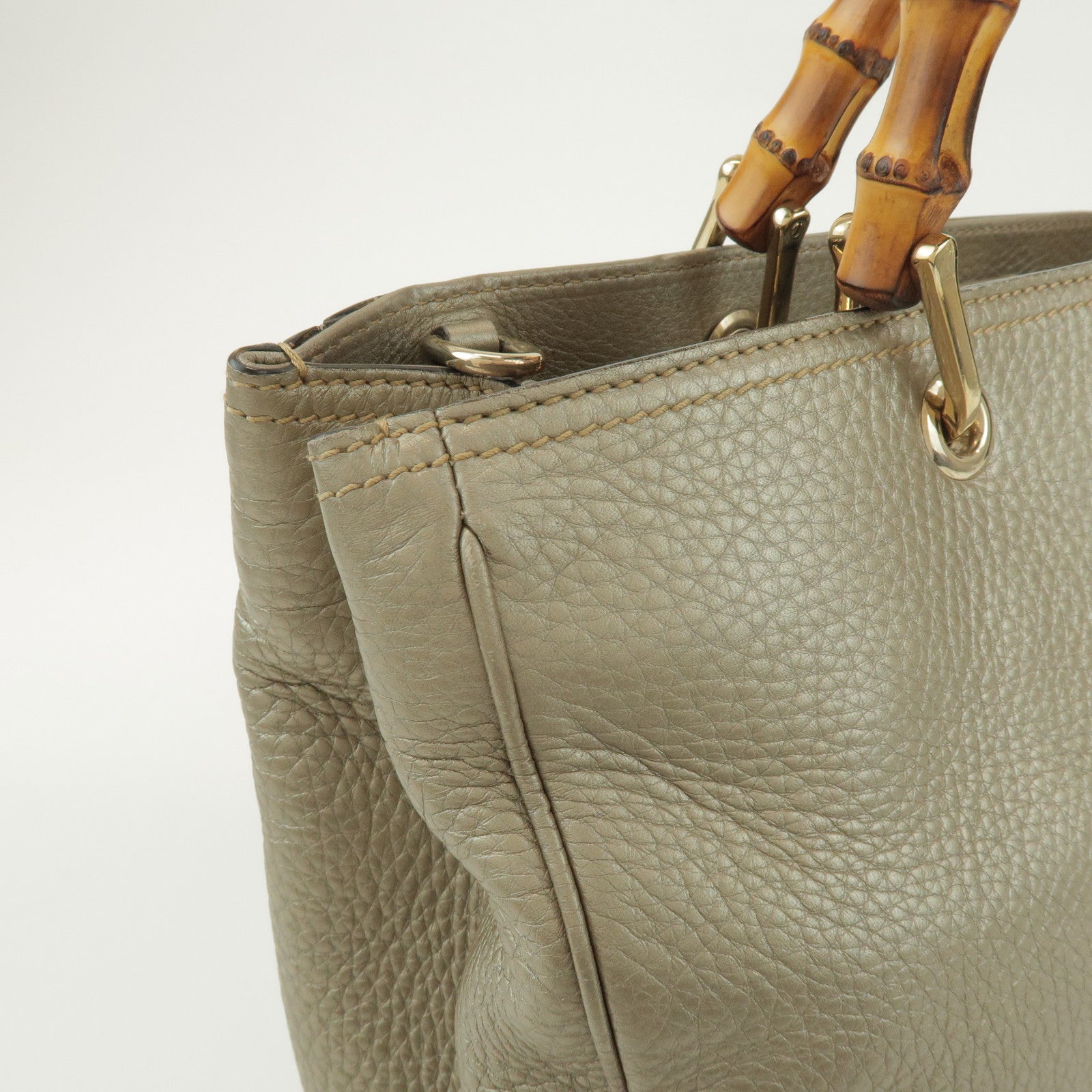 GUCCI Bamboo Shopper Medium 2Way Bag Shoulder Bag Gold 323660