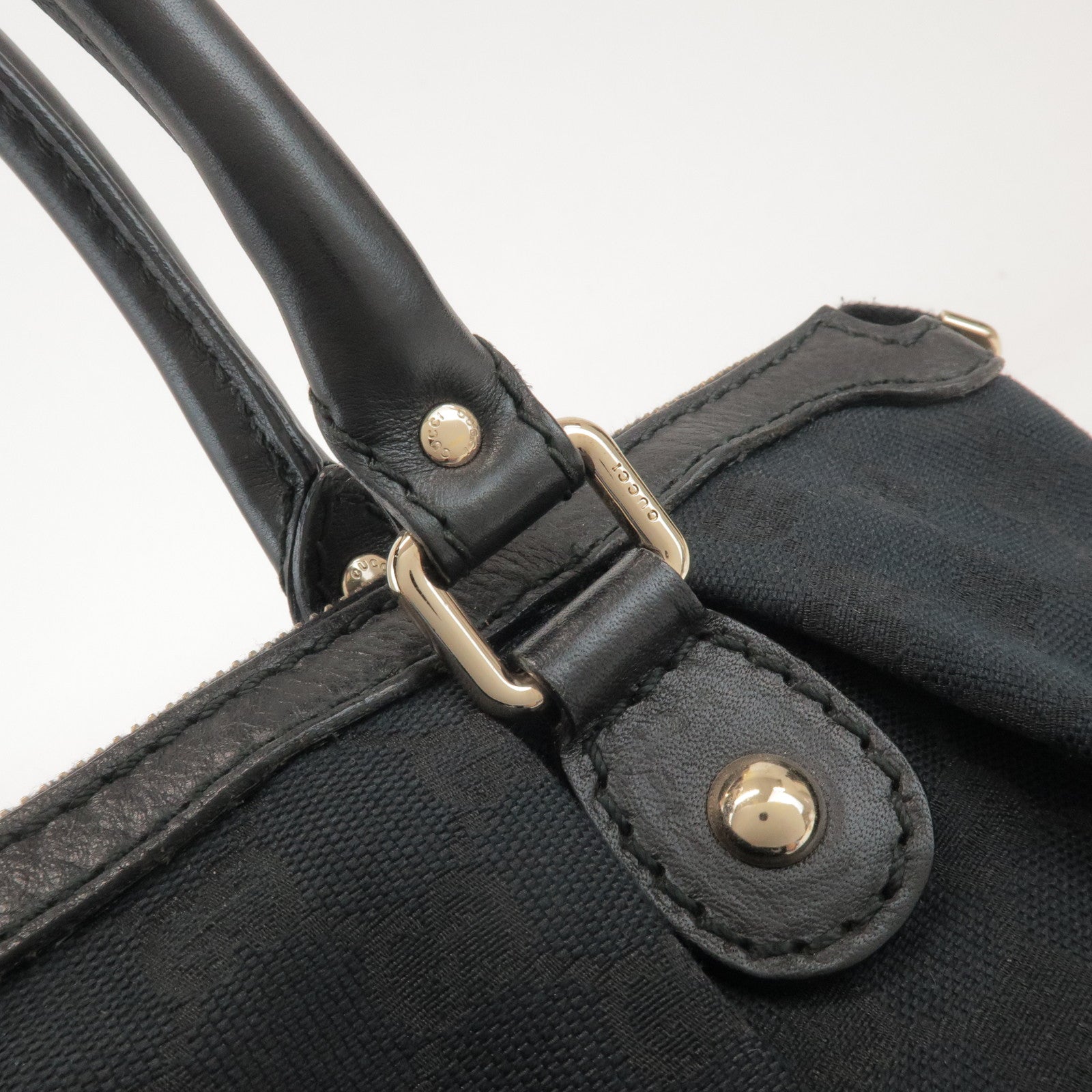 GUCCI Sukey Interlocking G GG Canvas Leather 2Way Bag Black 247902