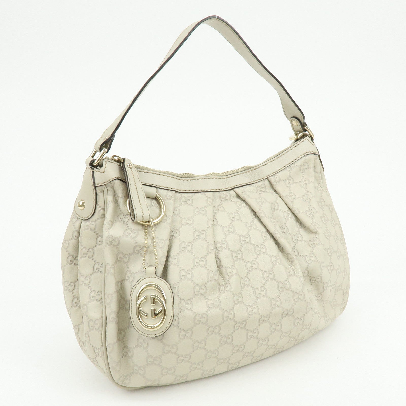 GUCCI Sukey Guccissima Leather Shoulder Bag Hand Bag White 232955